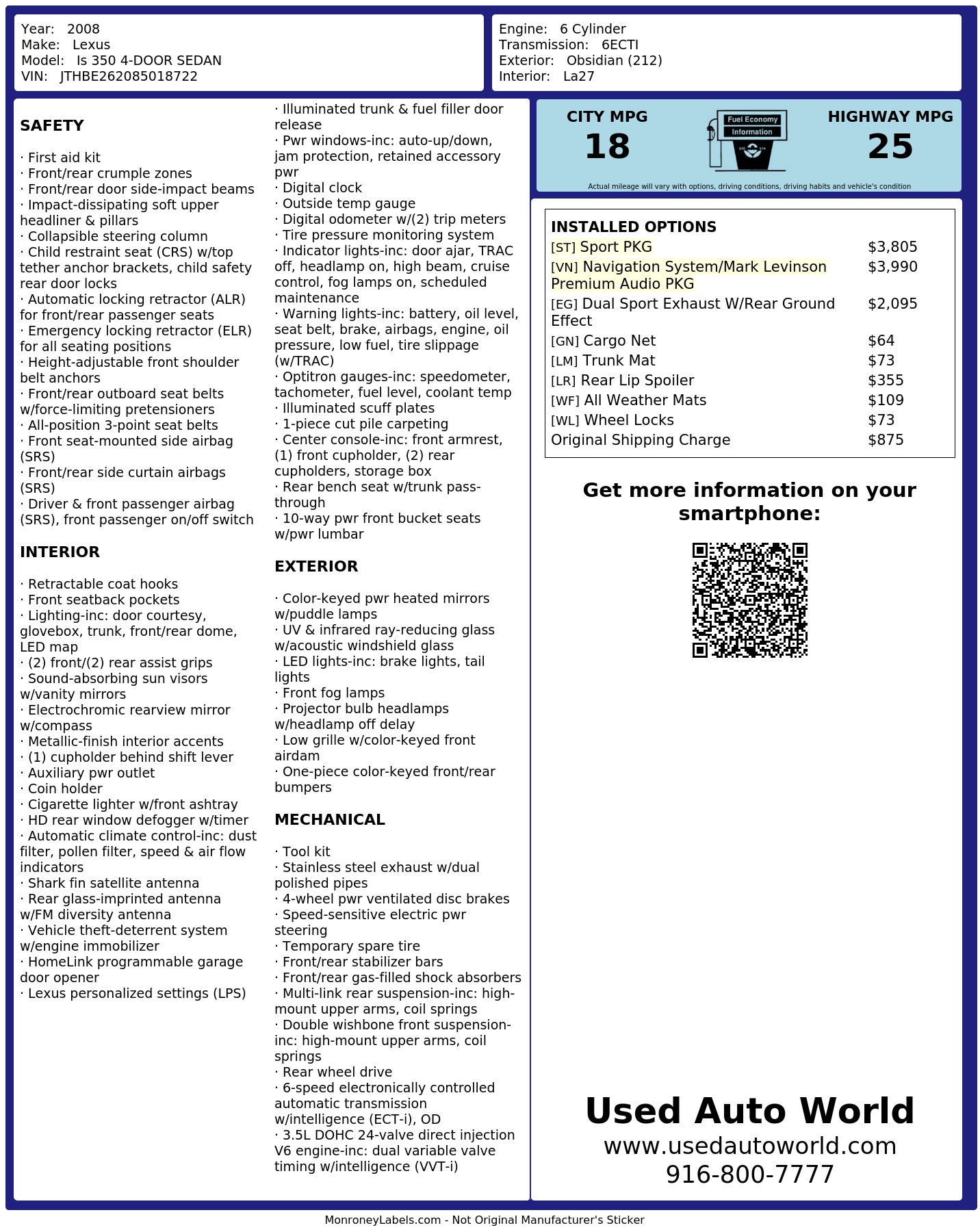 Monroney Label