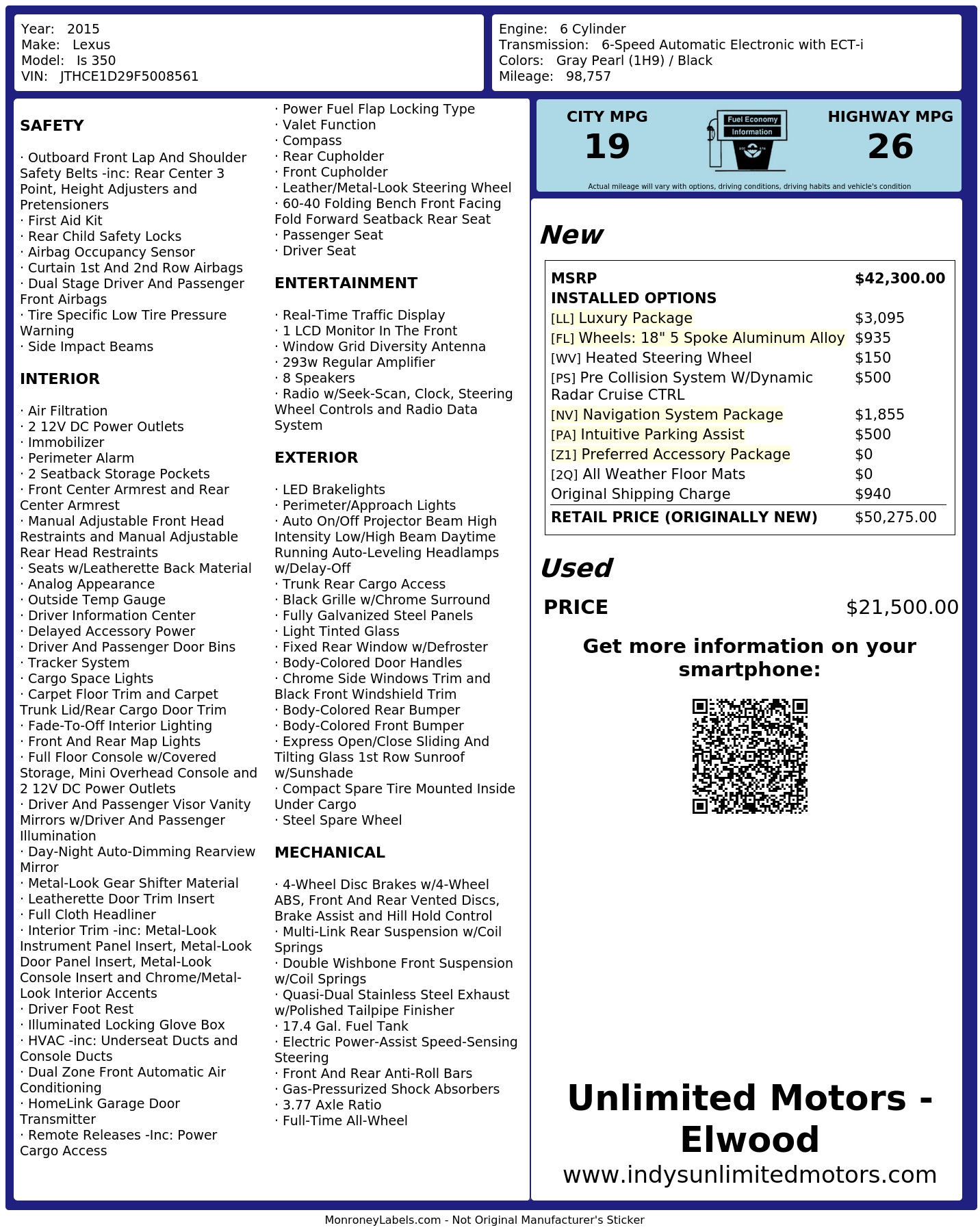 Monroney Label