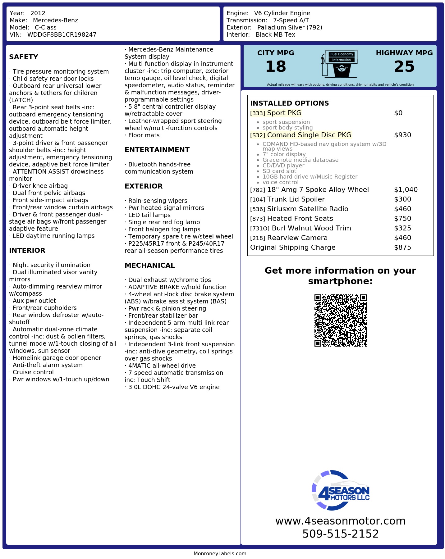 Monroney Label