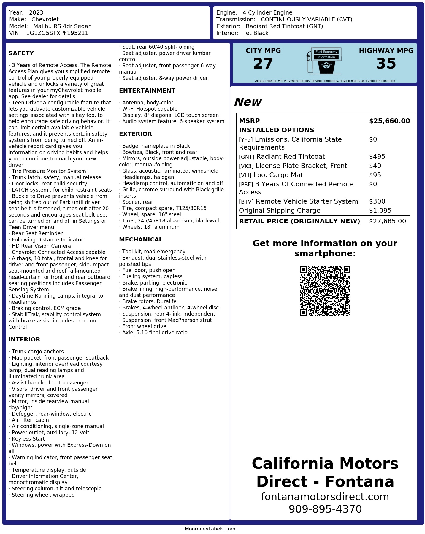 Monroney Label