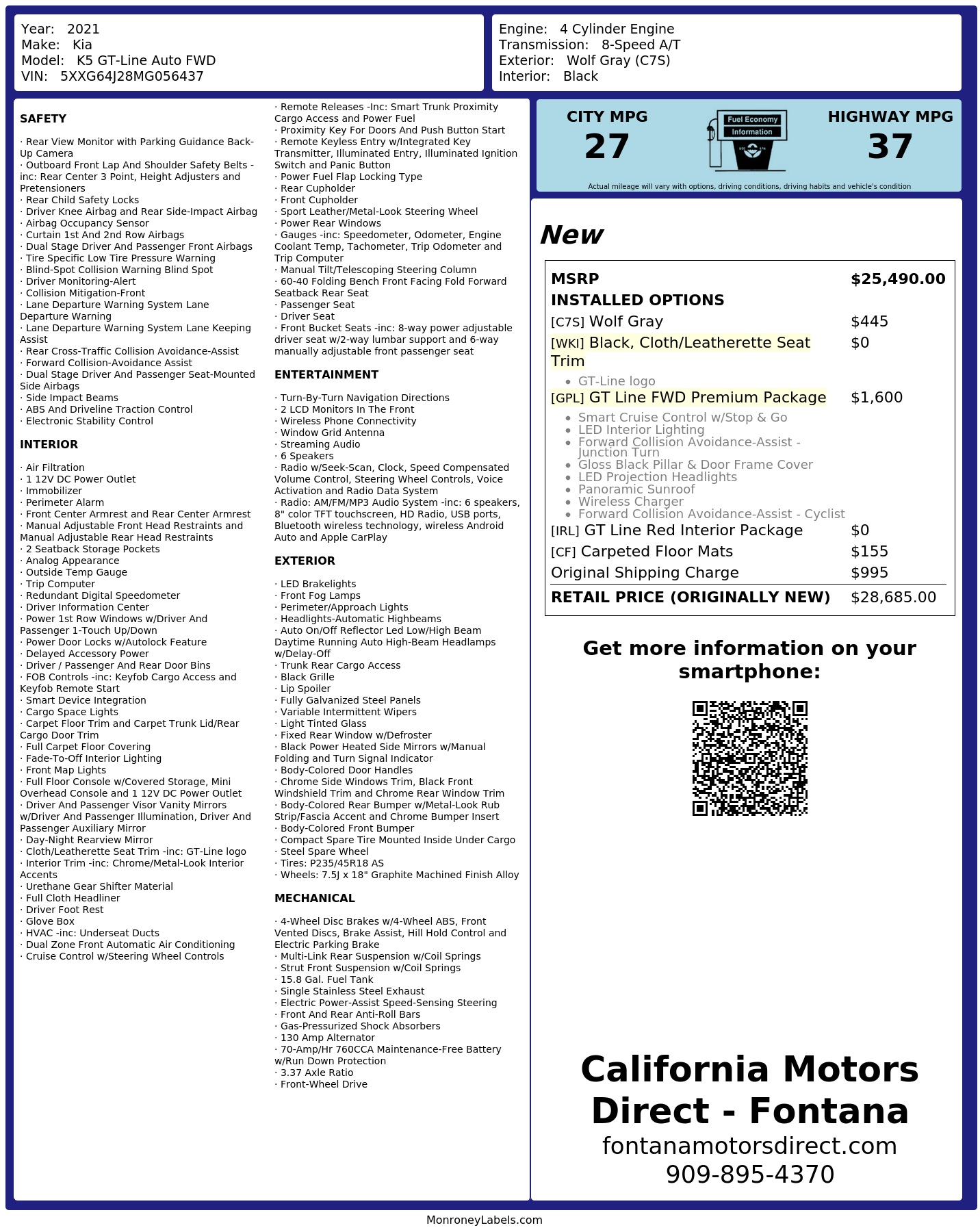 Monroney Label