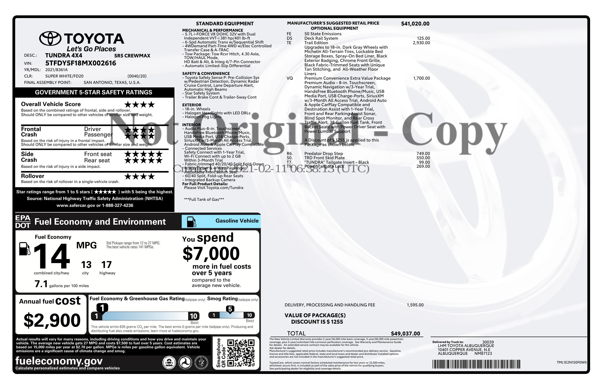 Monroney Label