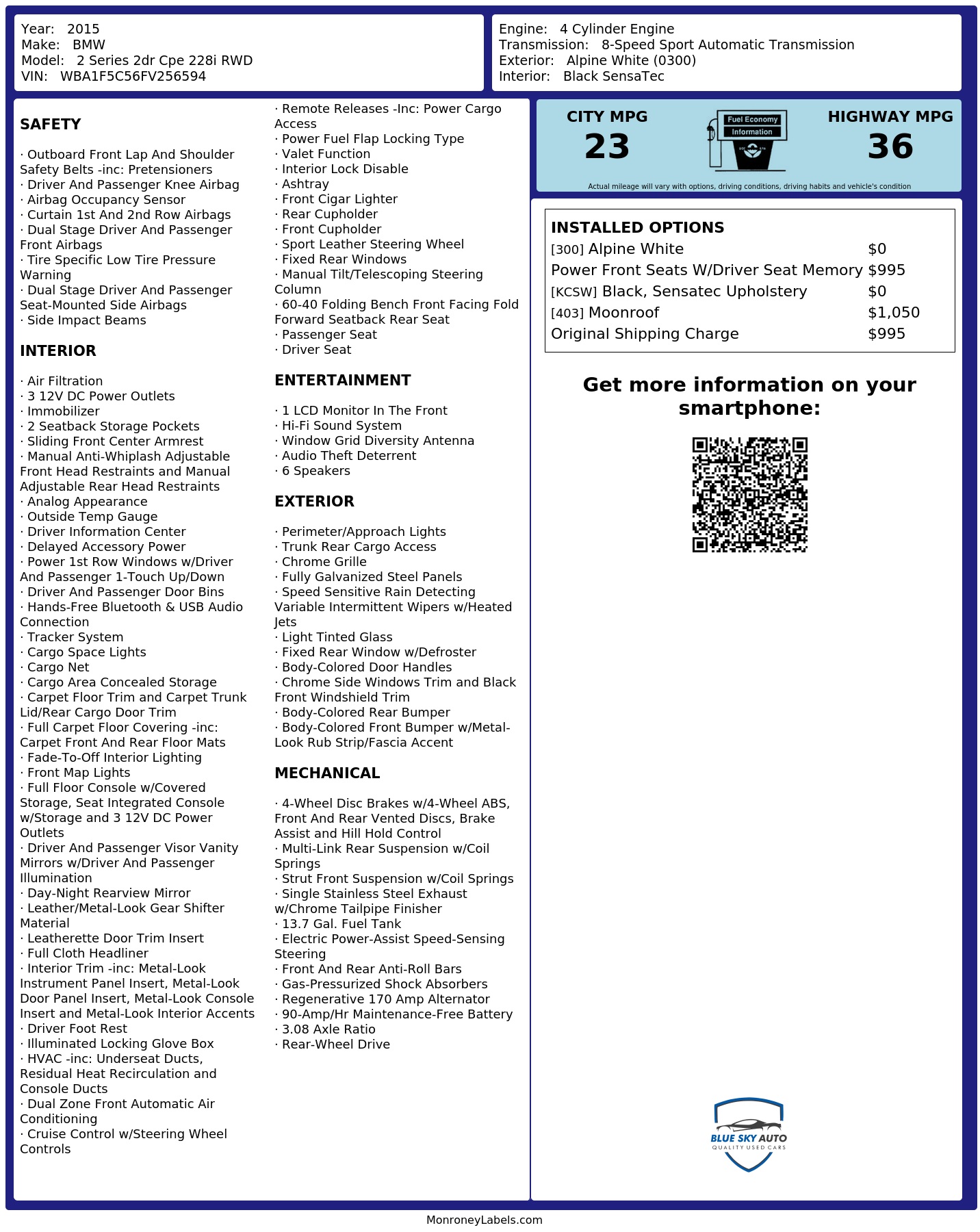 Monroney Label