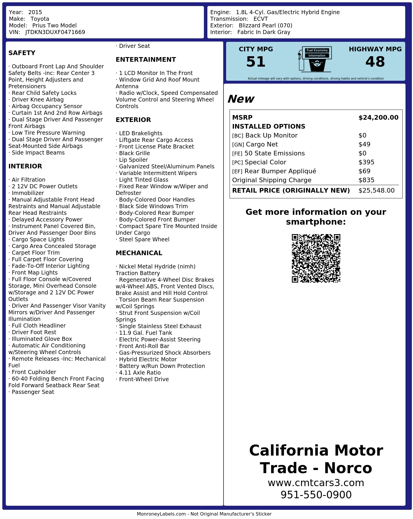 Monroney Label