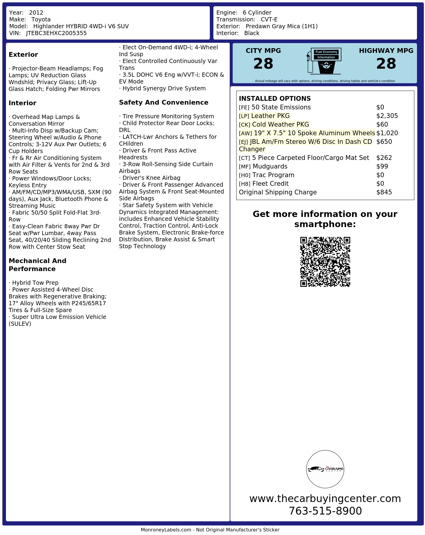 Monroney Label