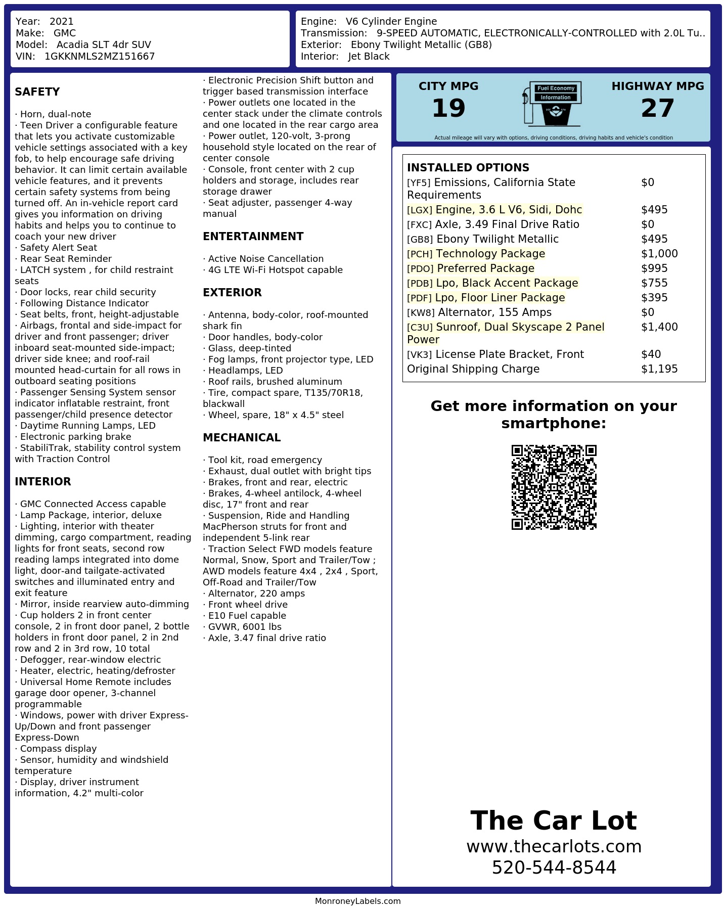 Monroney Label