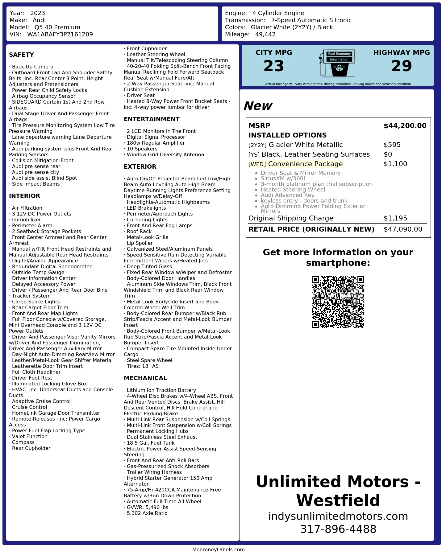 Monroney Label