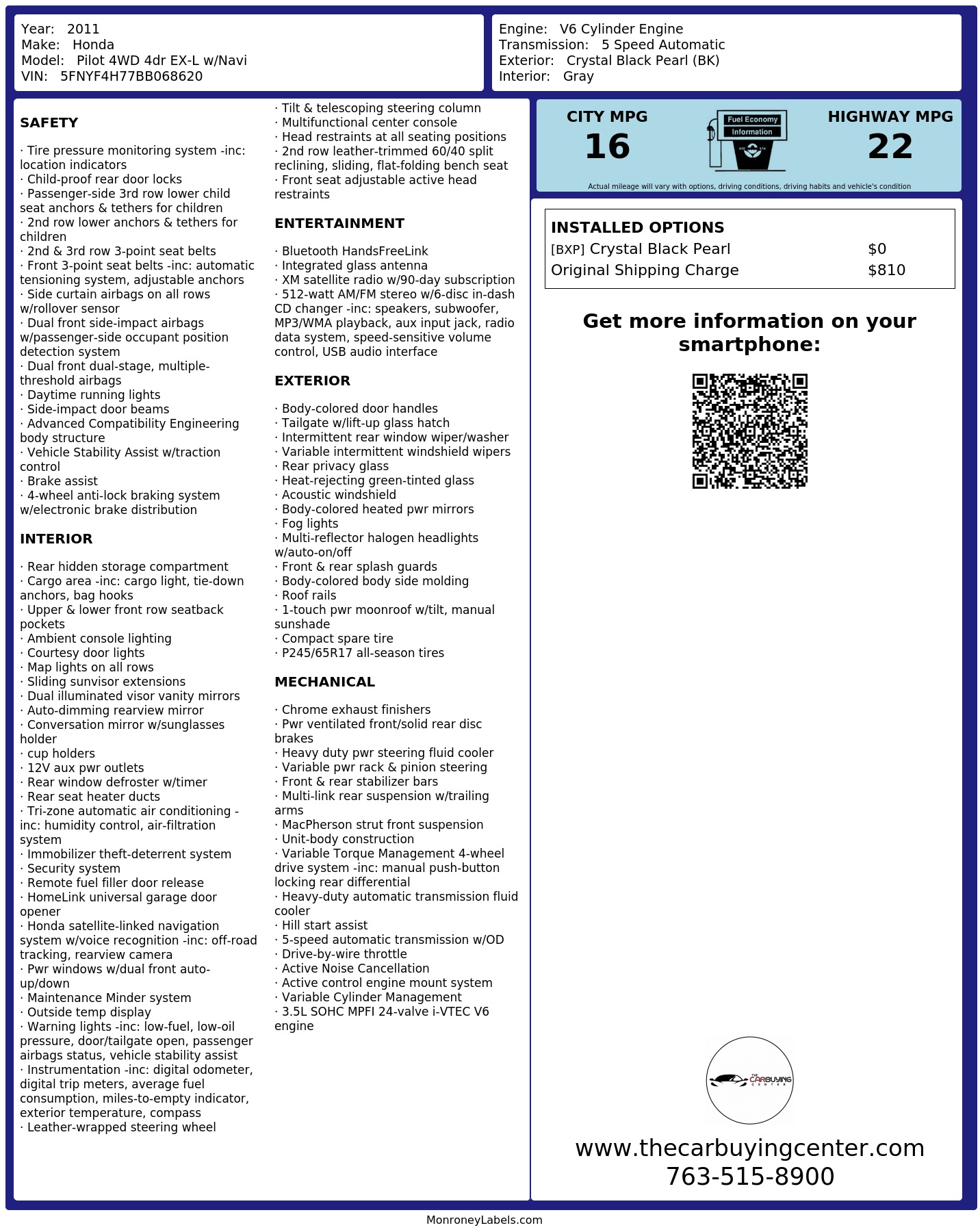 Monroney Label