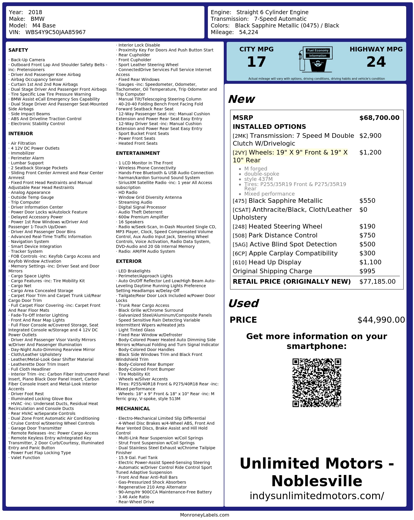 Monroney Label
