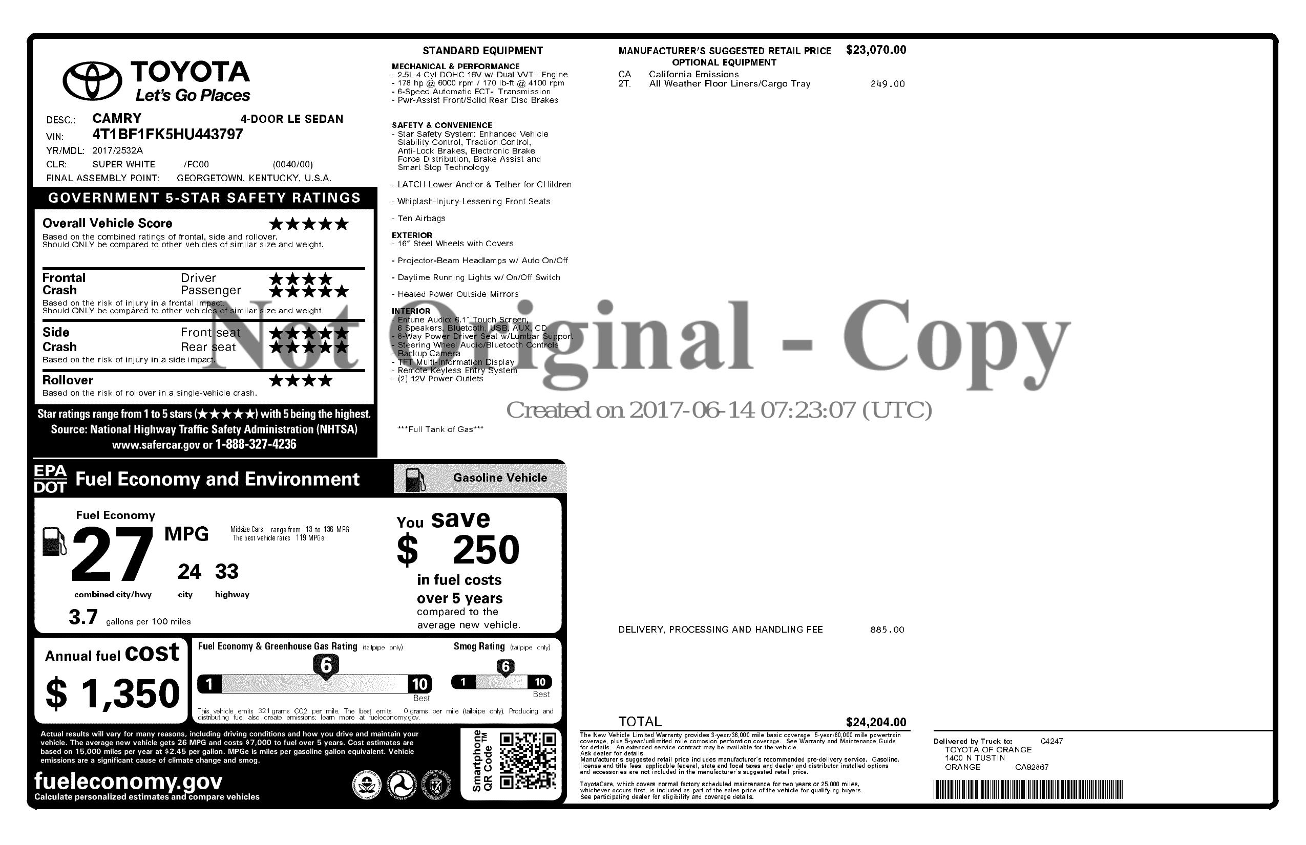 Monroney Label