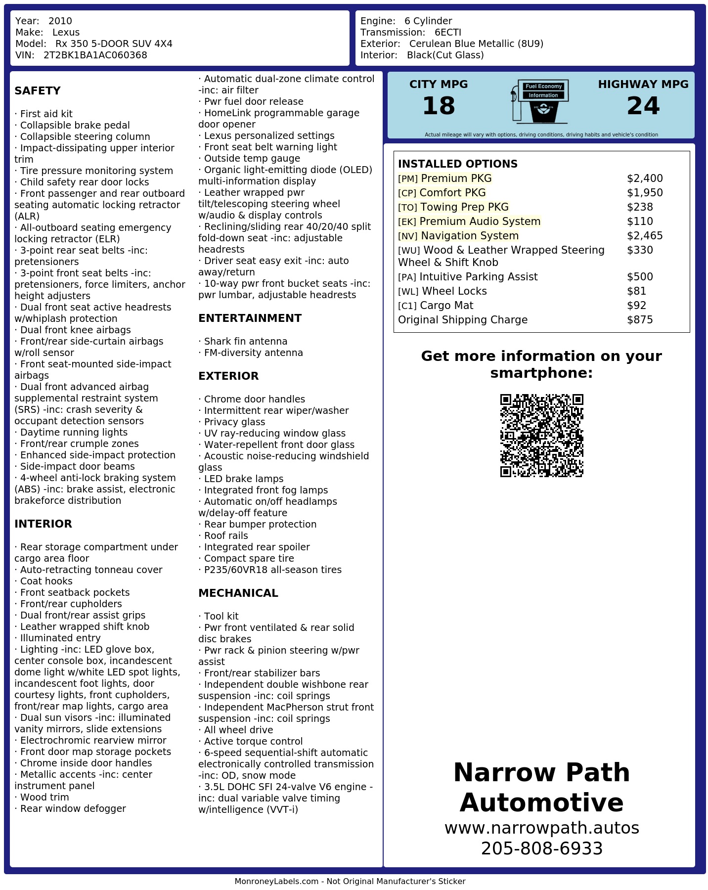 Monroney Label