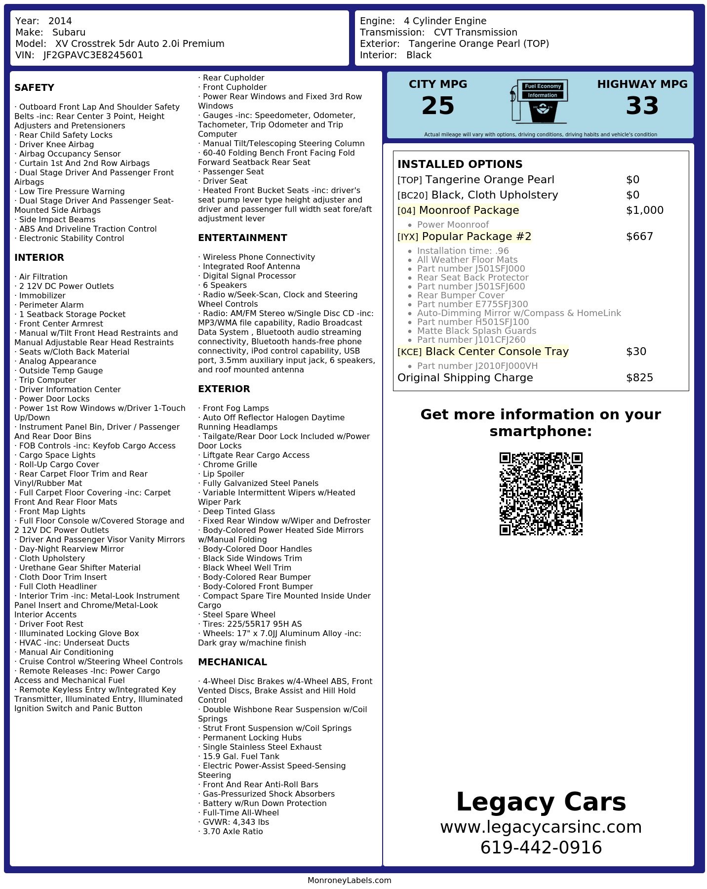 Monroney Label