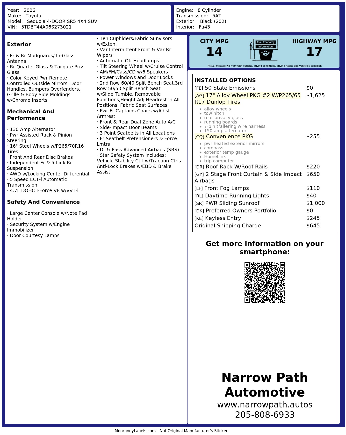 Monroney Label