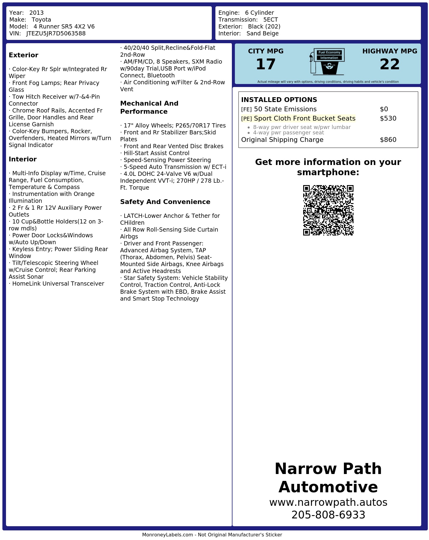 Monroney Label