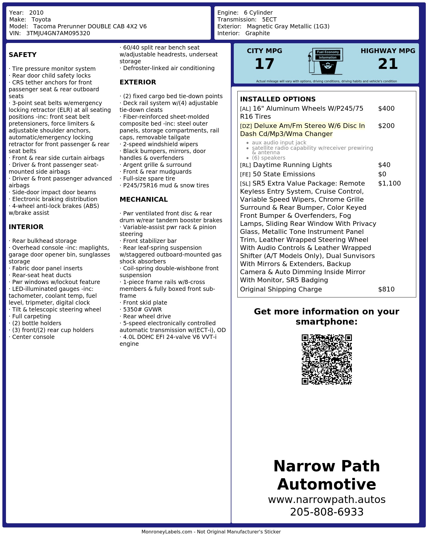 Monroney Label