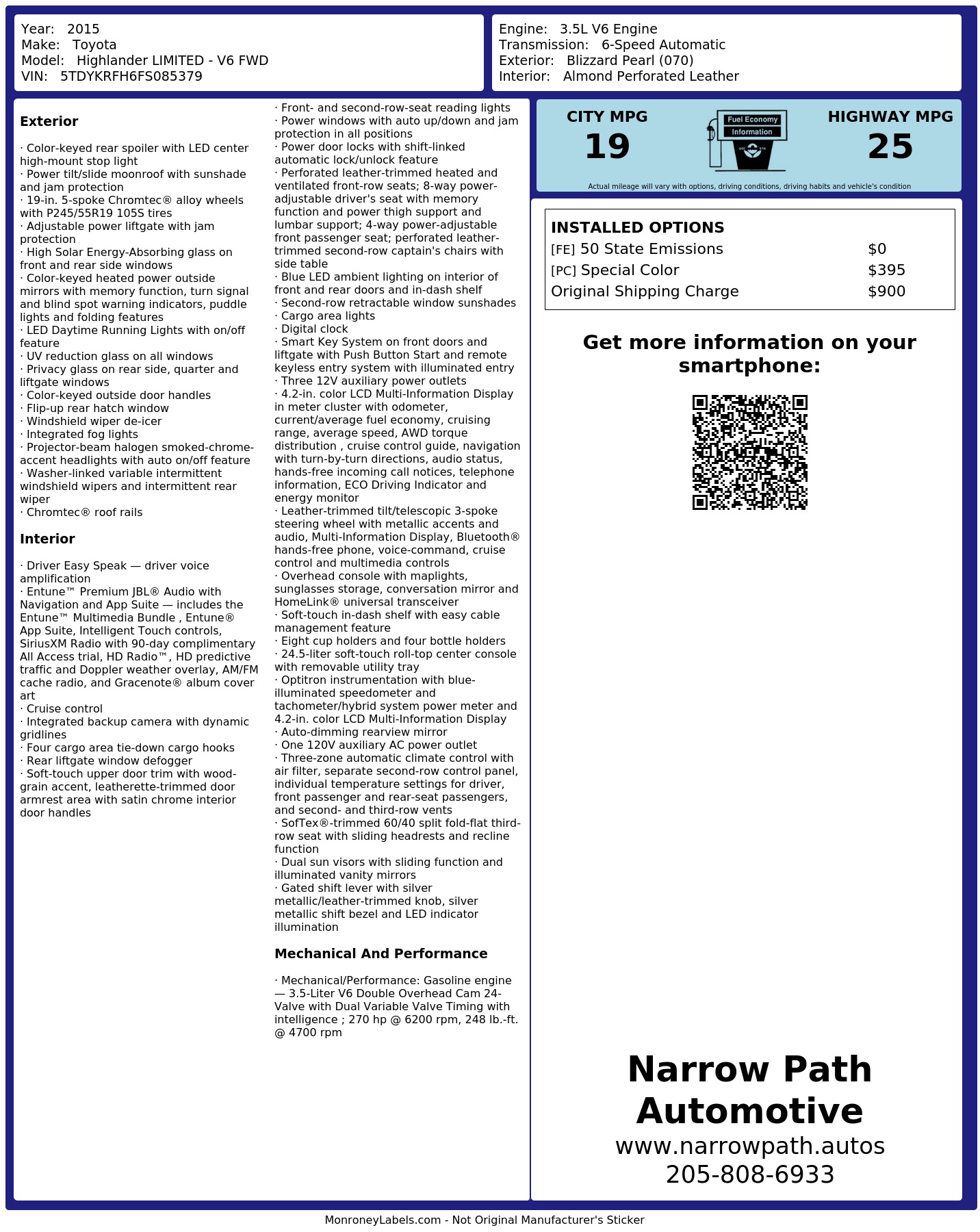 Monroney Label