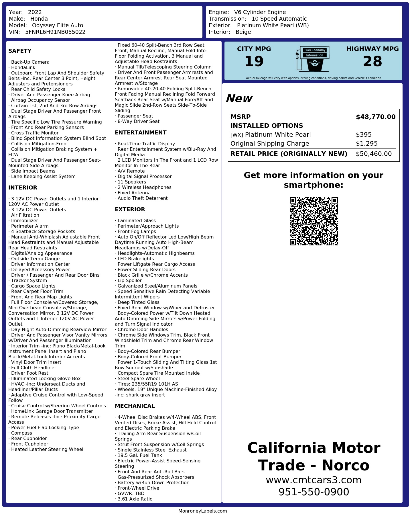 Monroney Label