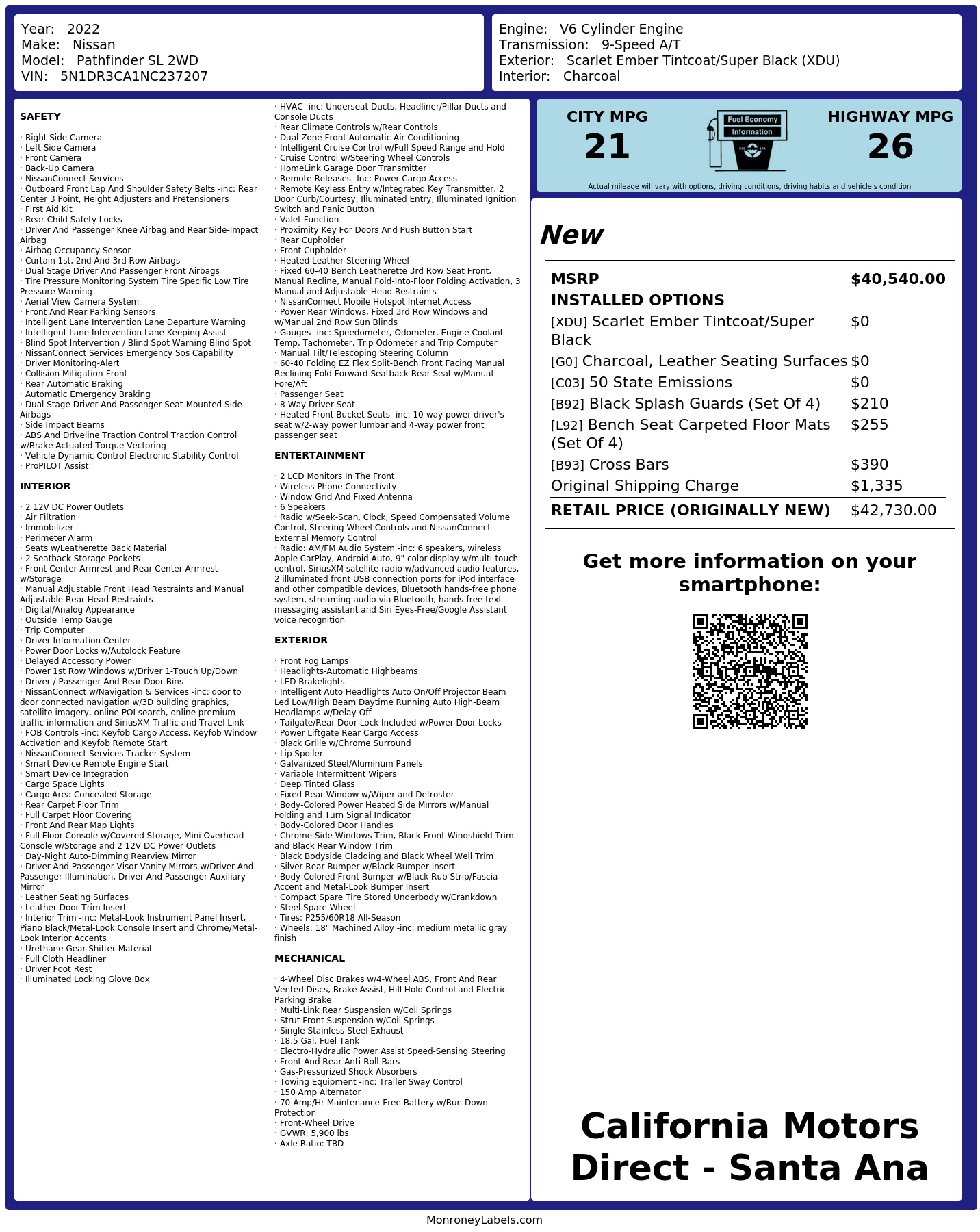 Monroney Label