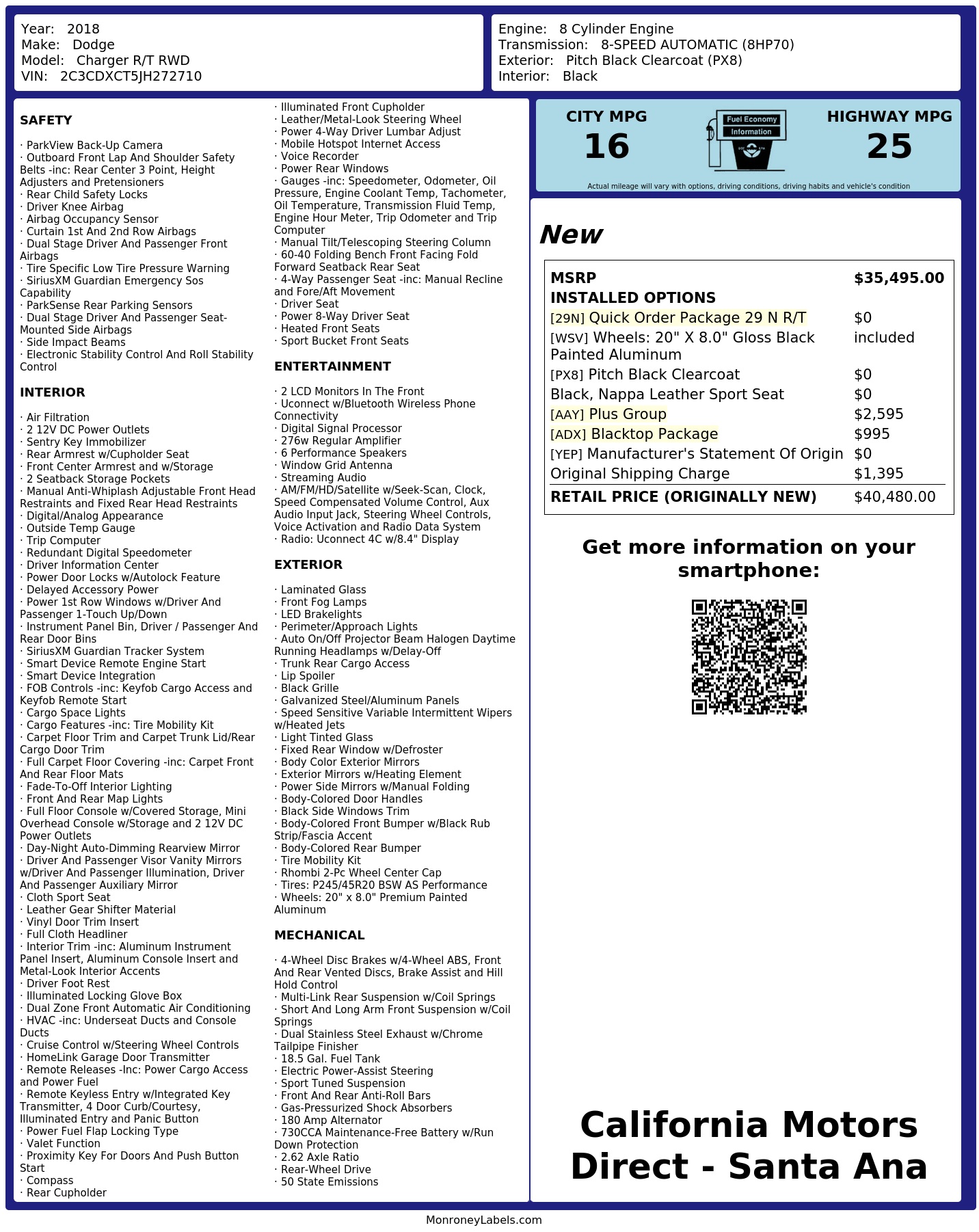 Monroney Label