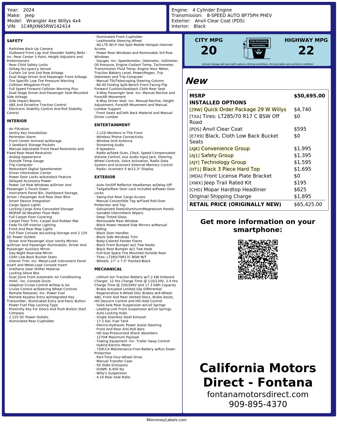 Monroney Label
