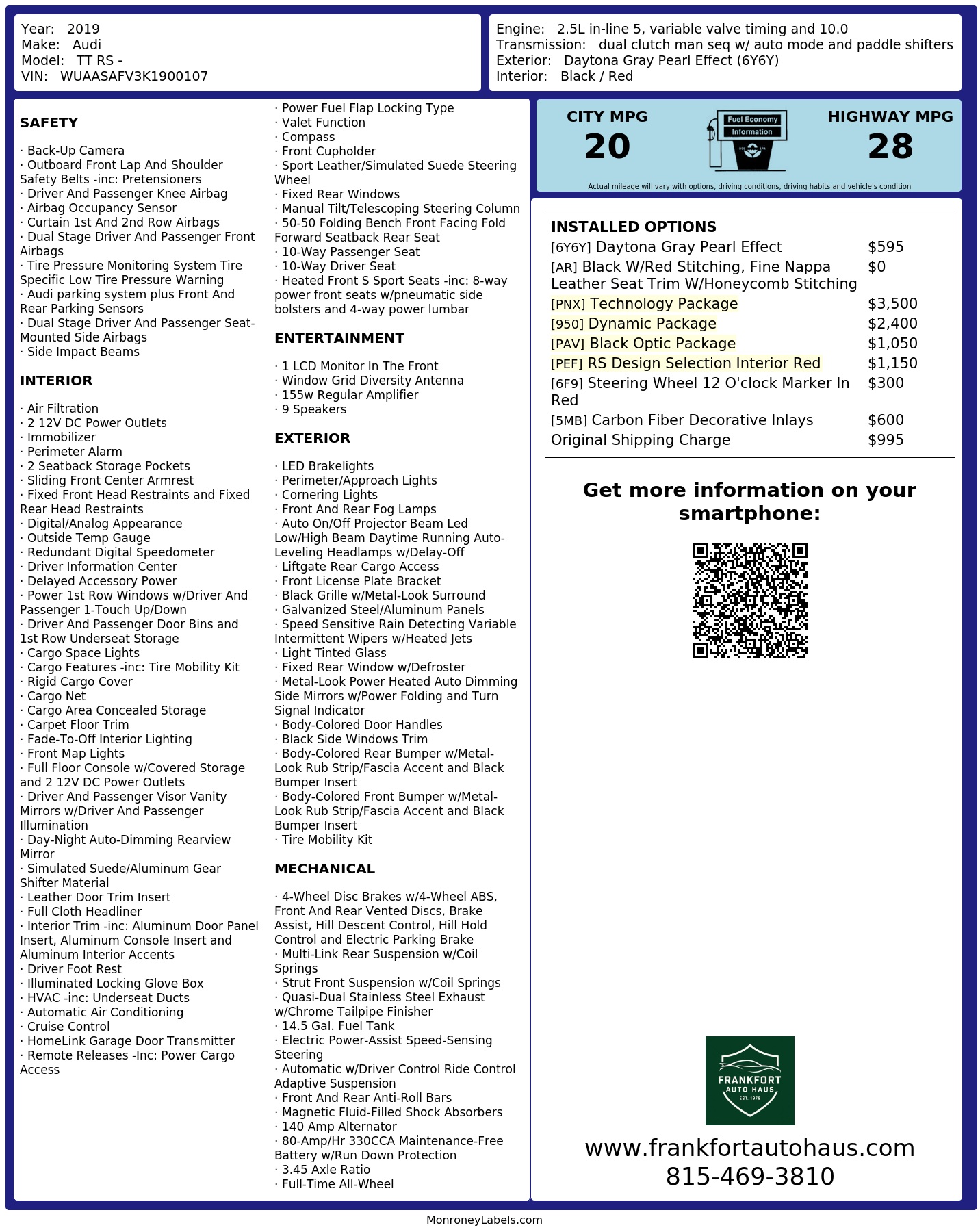 Monroney Label