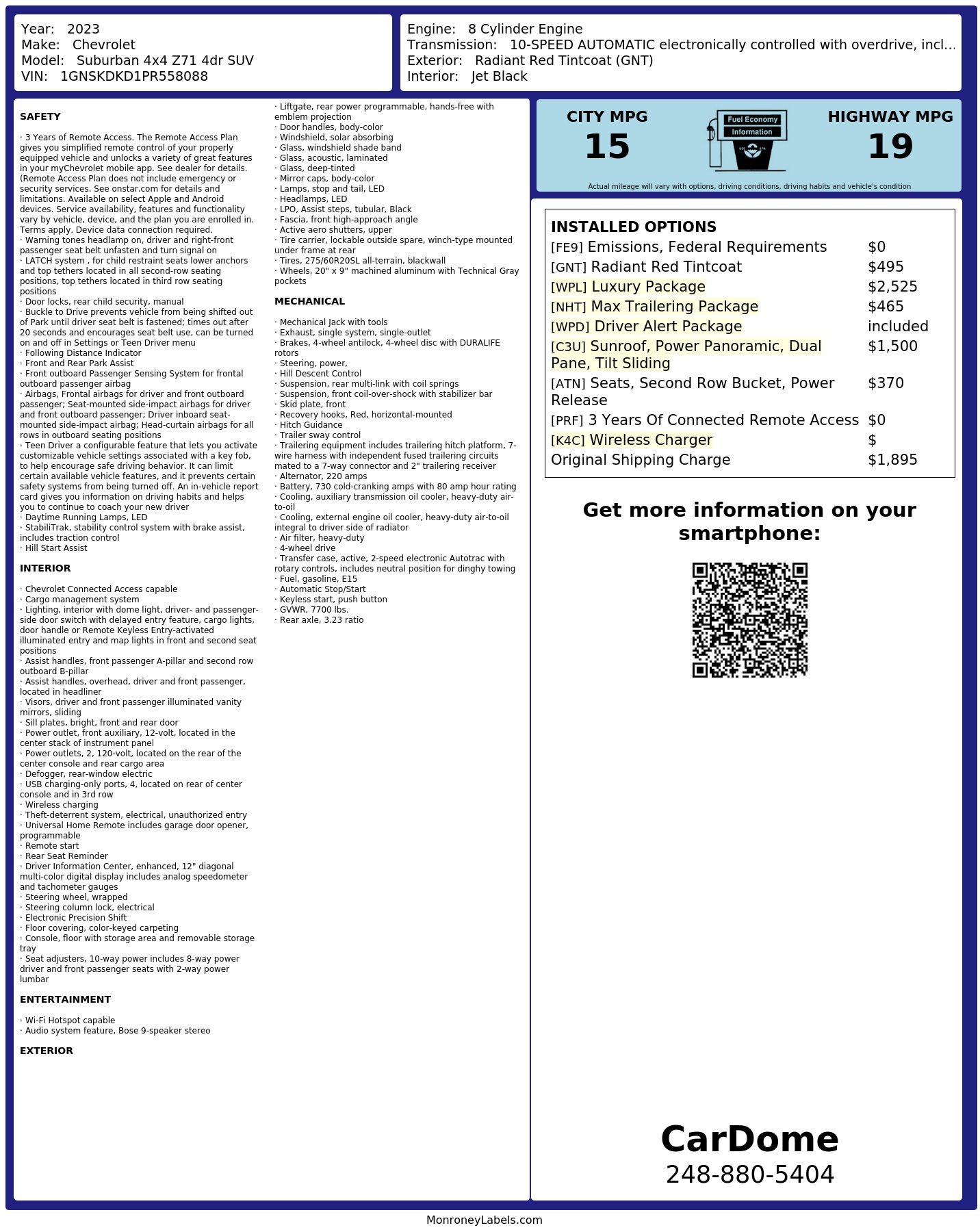 Monroney Label