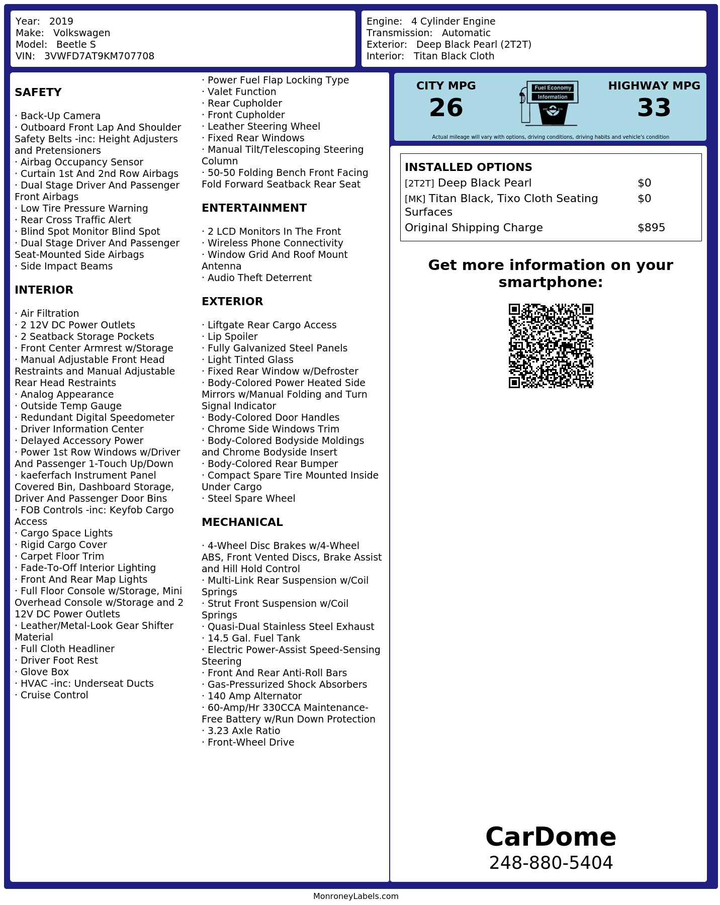 Monroney Label