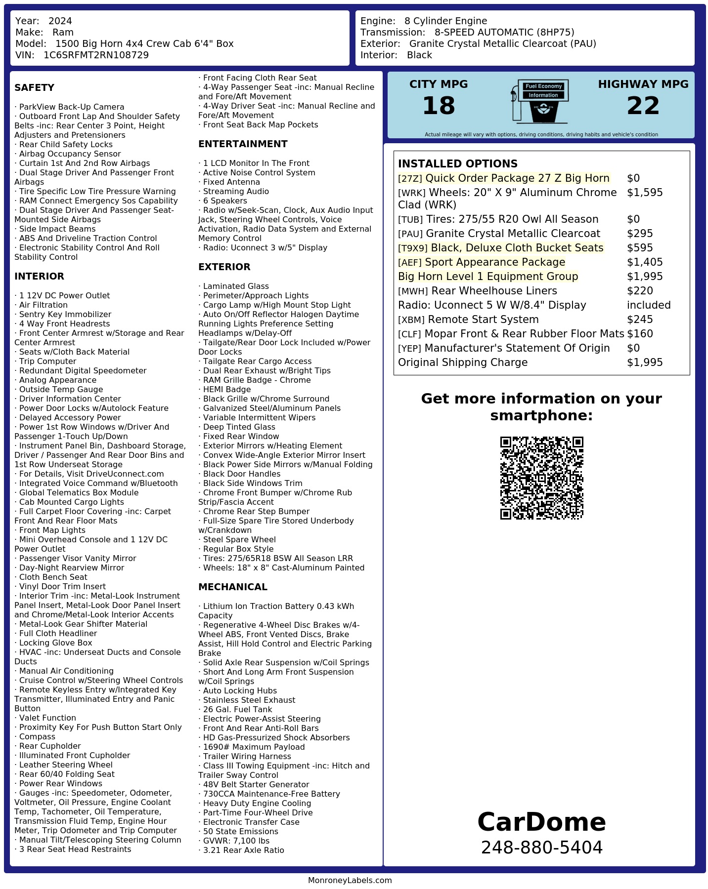 Monroney Label