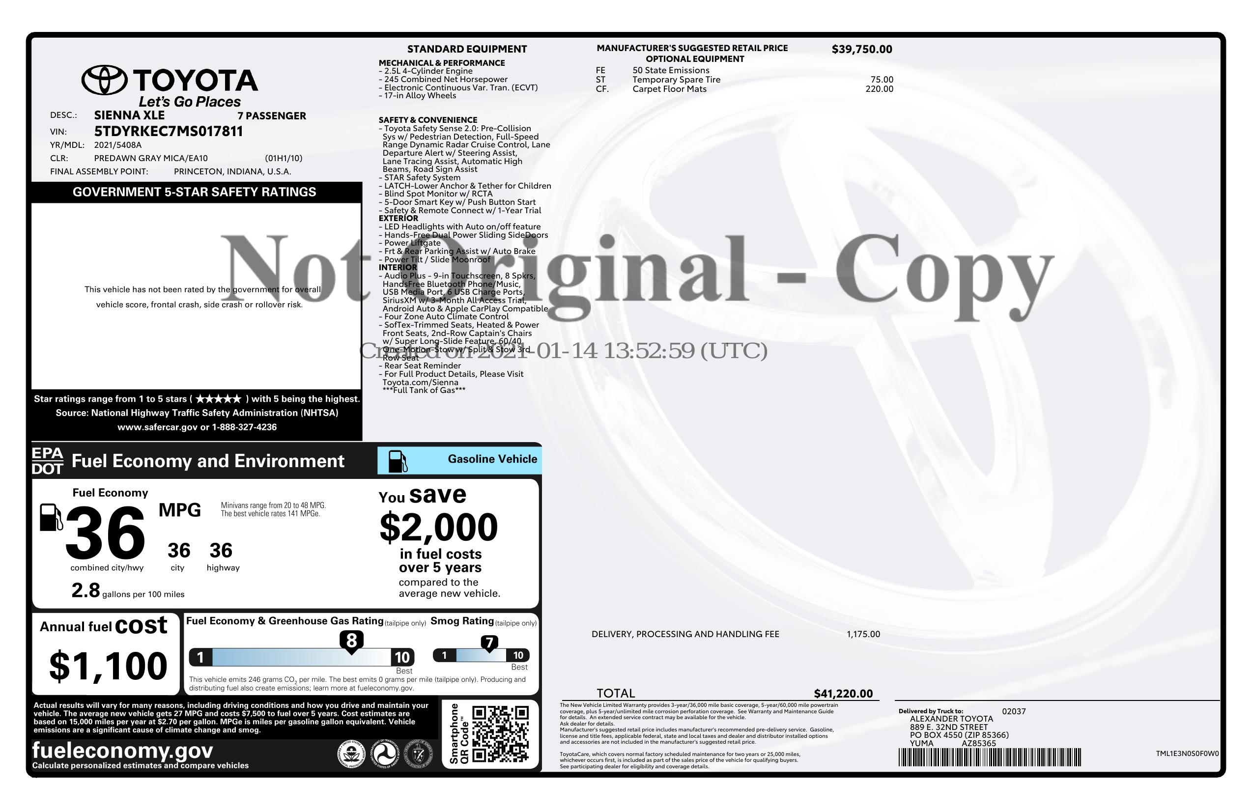 Monroney Label