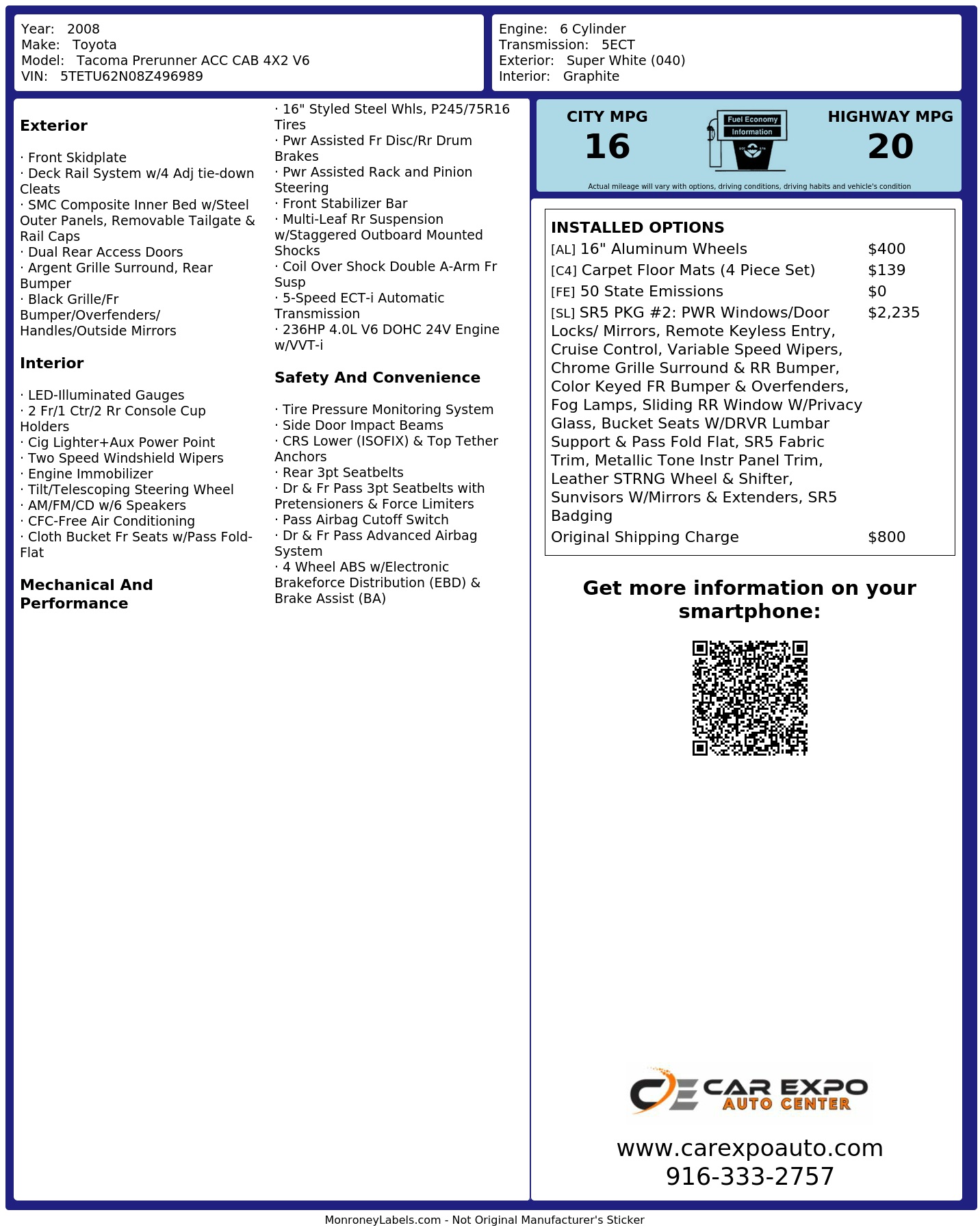 Monroney Label