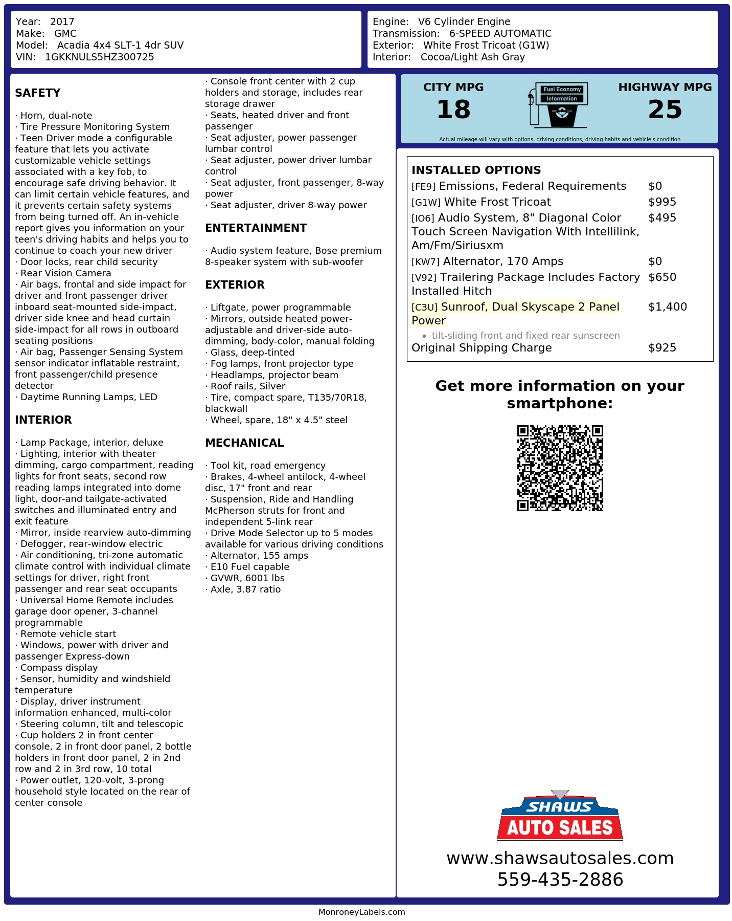 Monroney Label