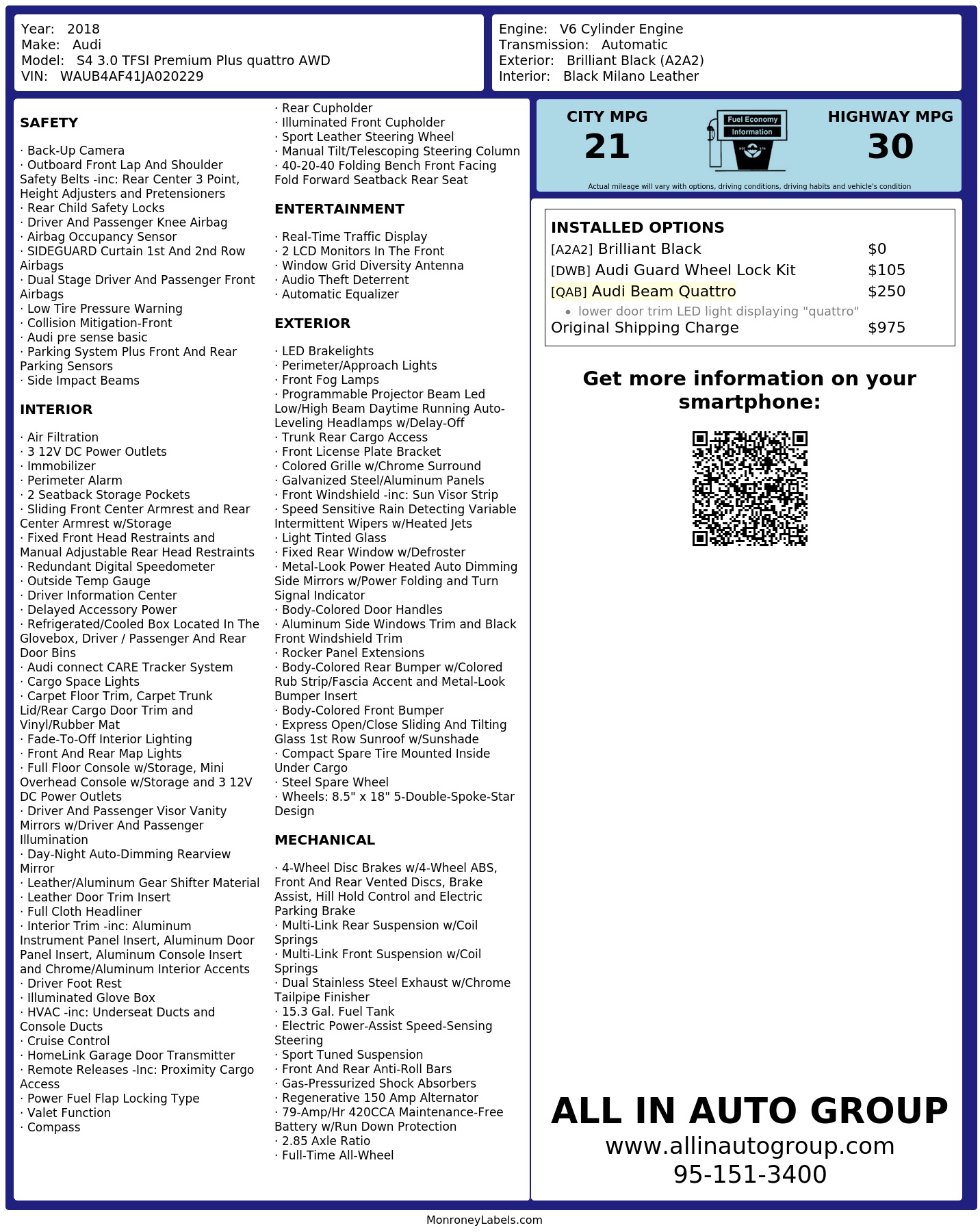 Monroney Label