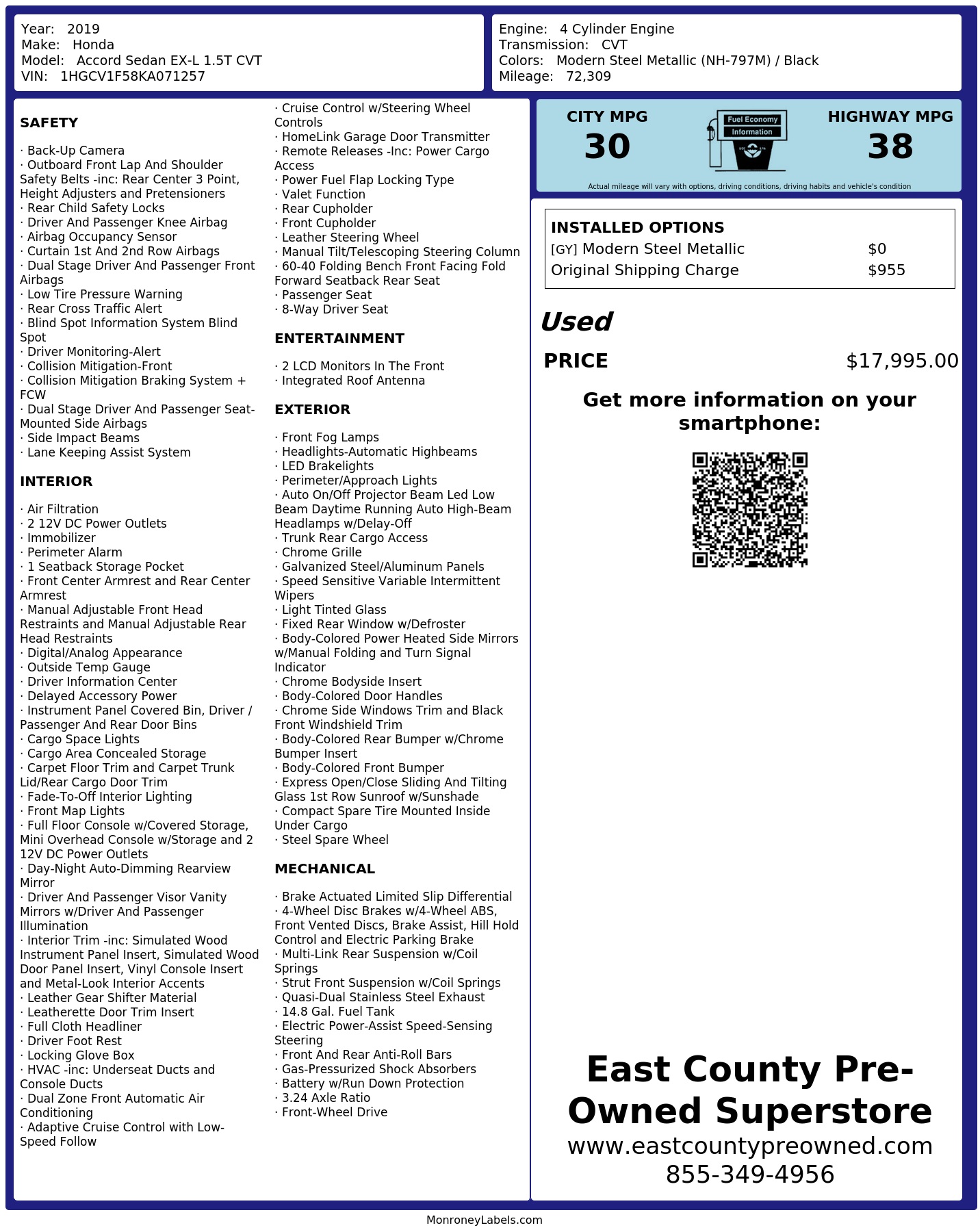 Monroney Label