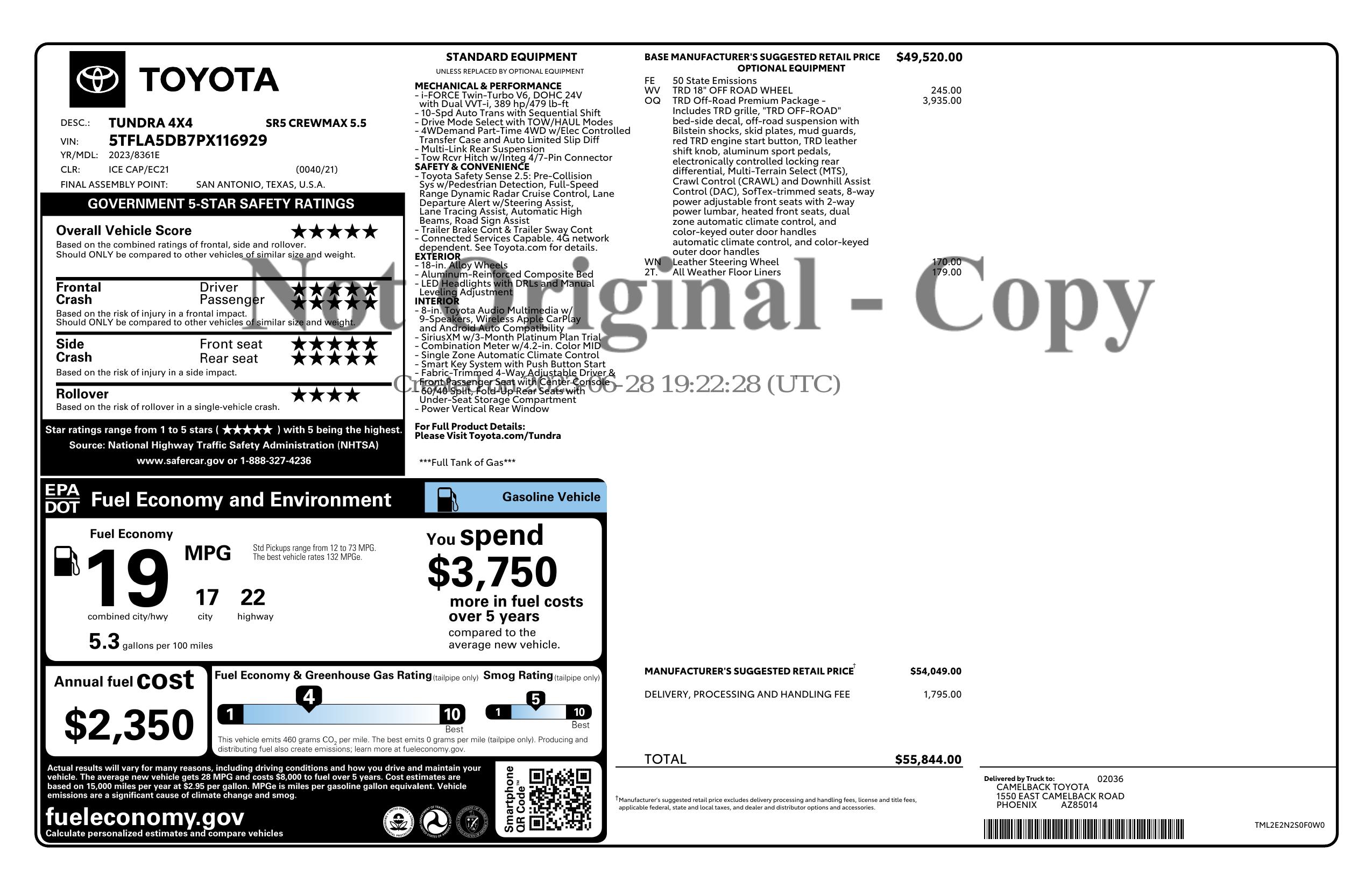 Monroney Label