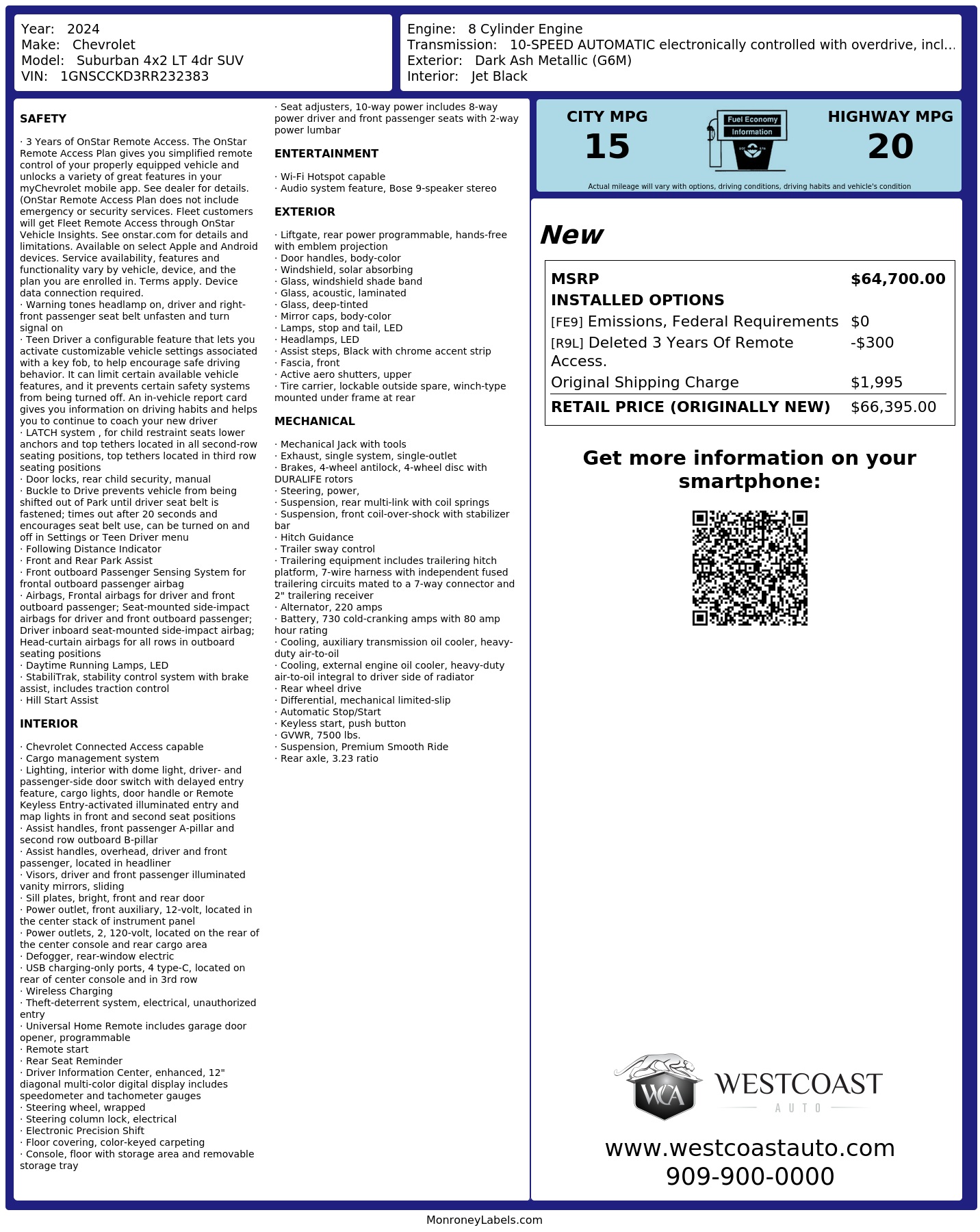 Monroney Label