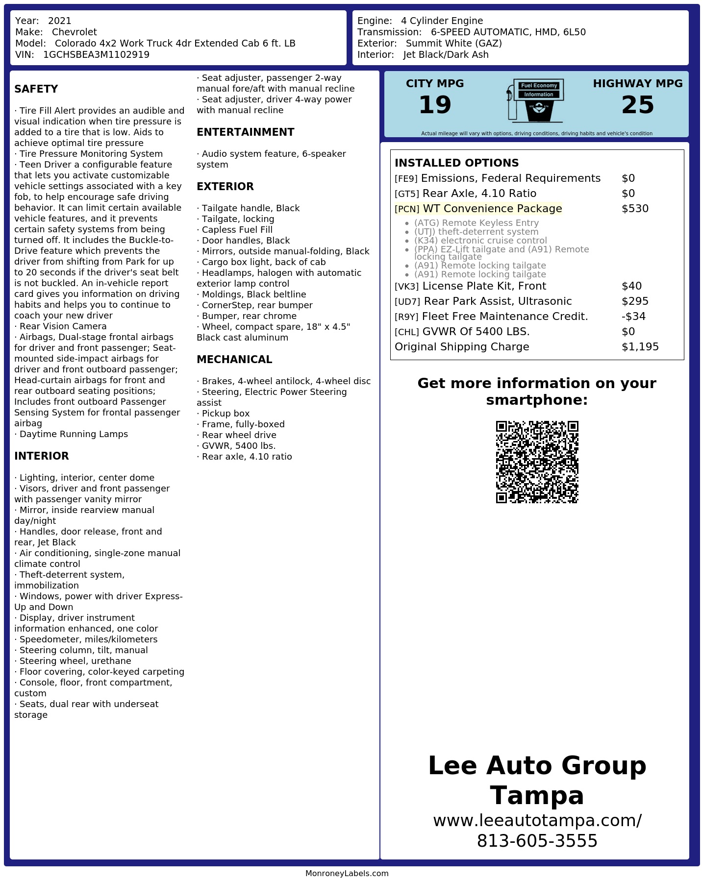 Monroney Label