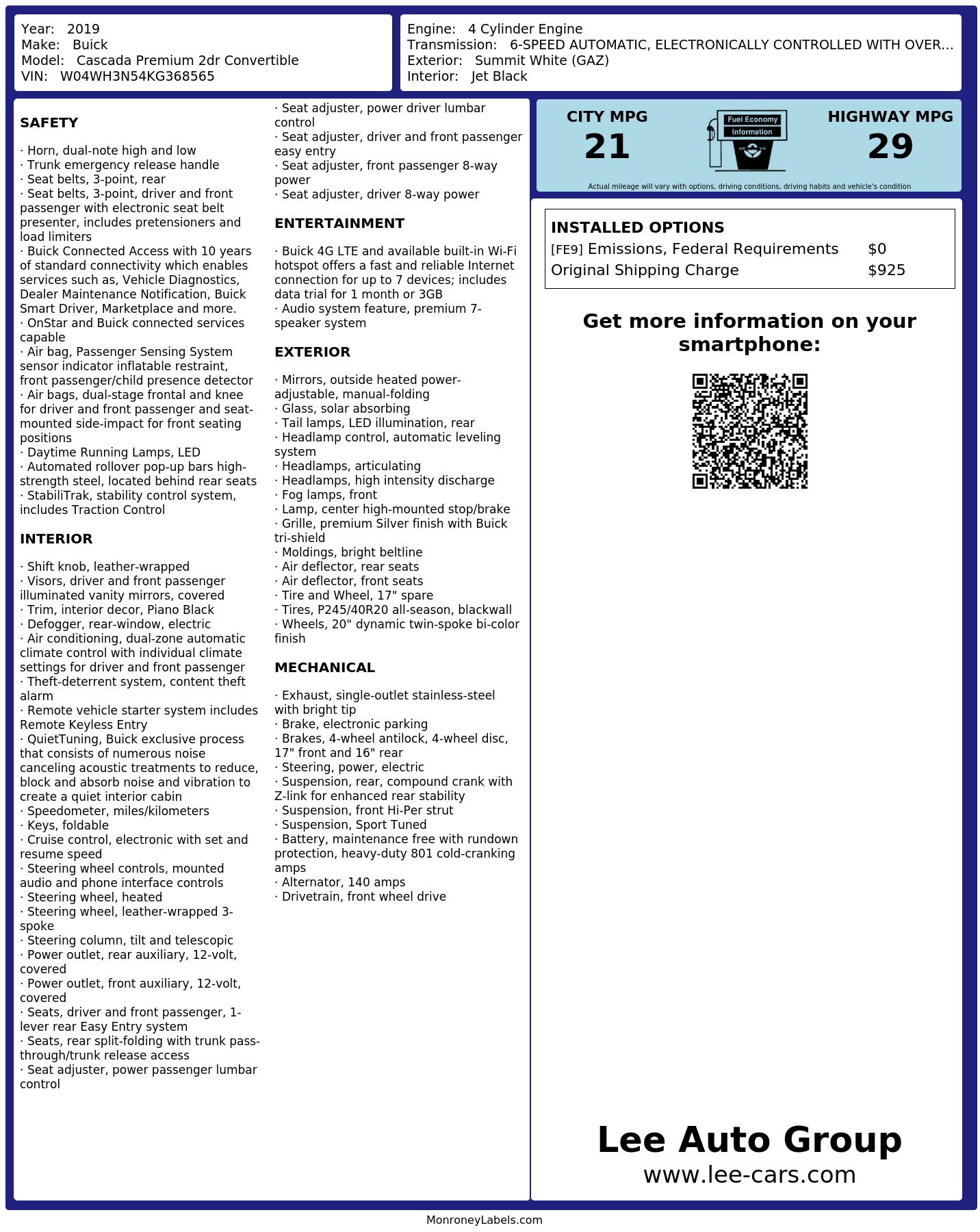 Monroney Label