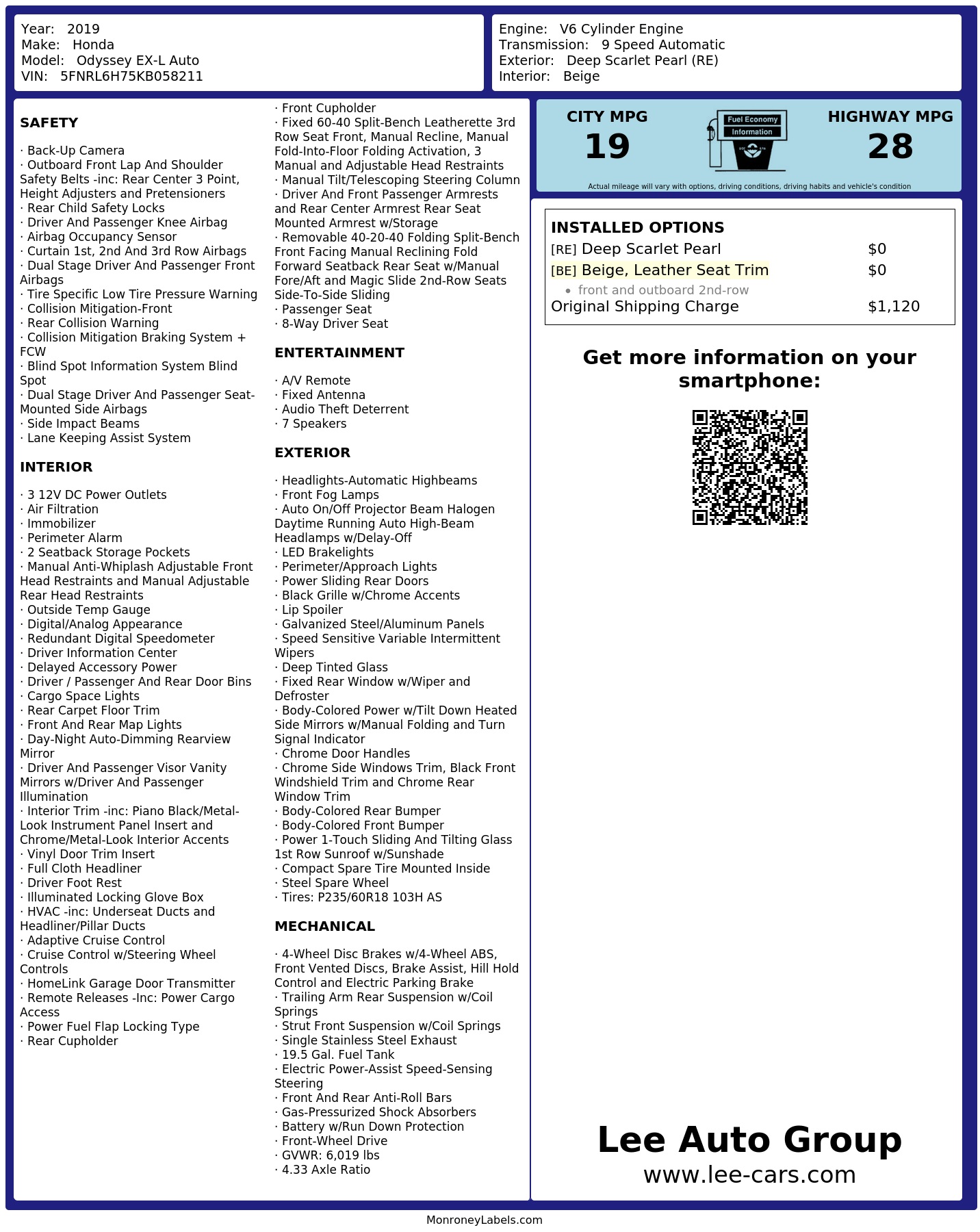 Monroney Label