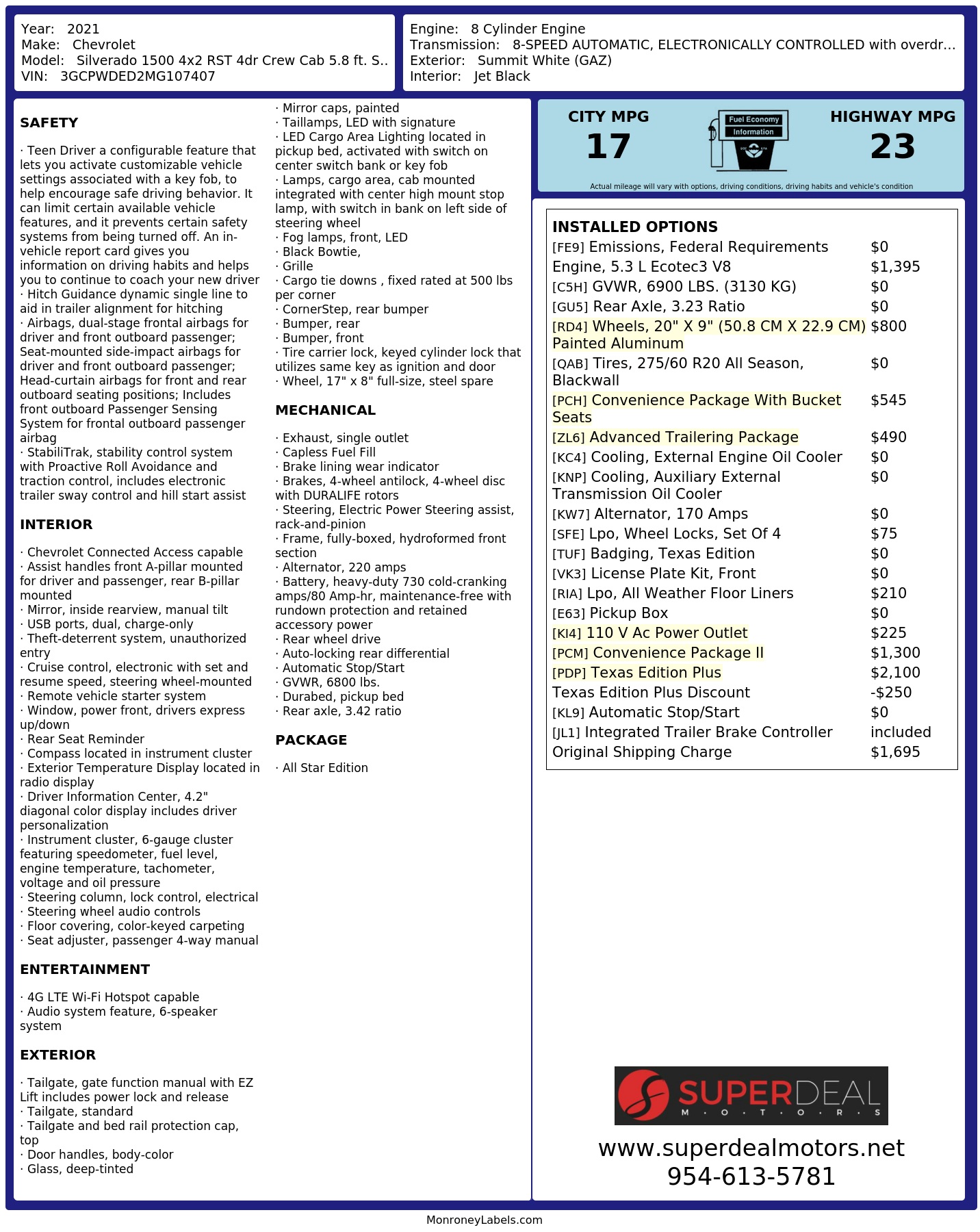 Monroney Label
