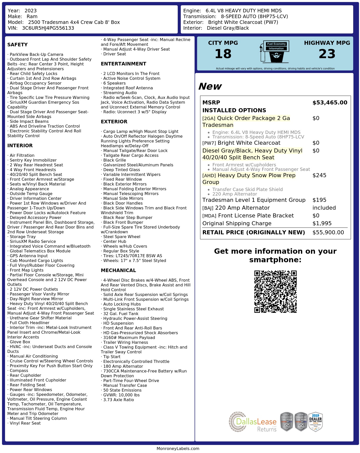 Monroney Label