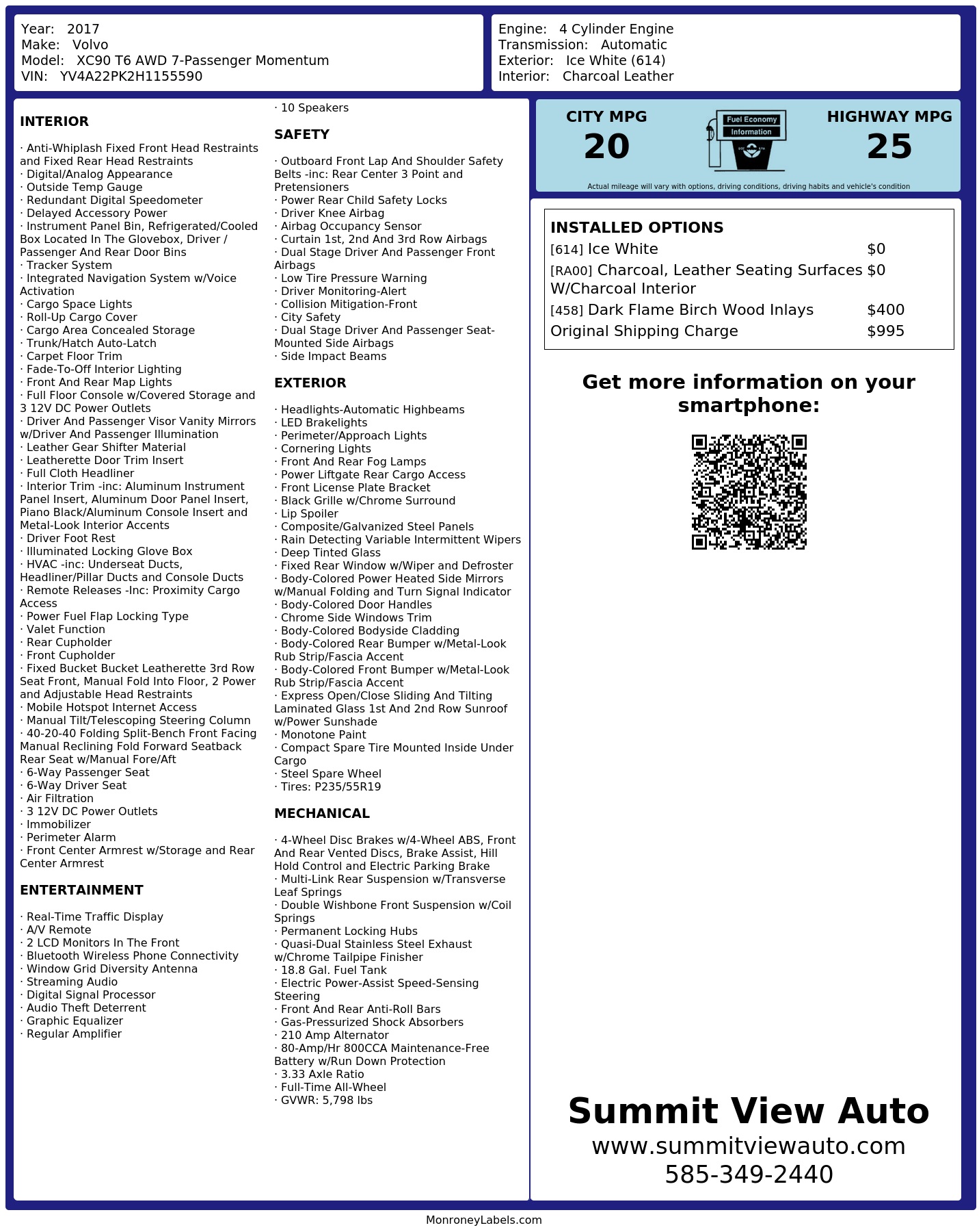 Monroney Label
