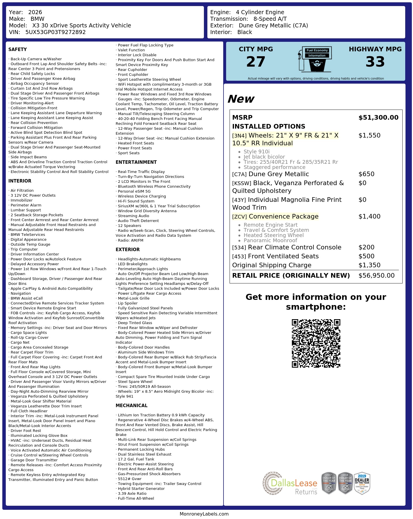 Monroney Label