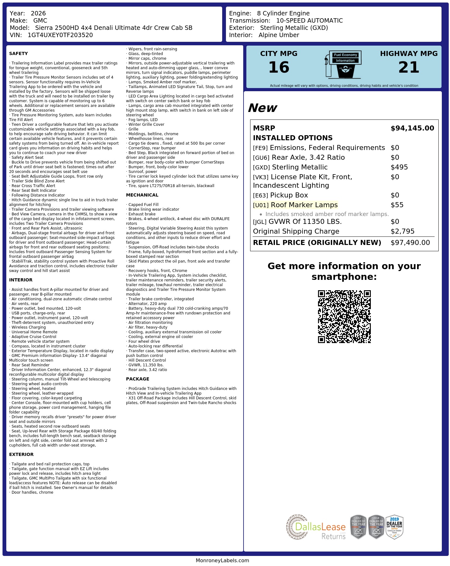 Monroney Label