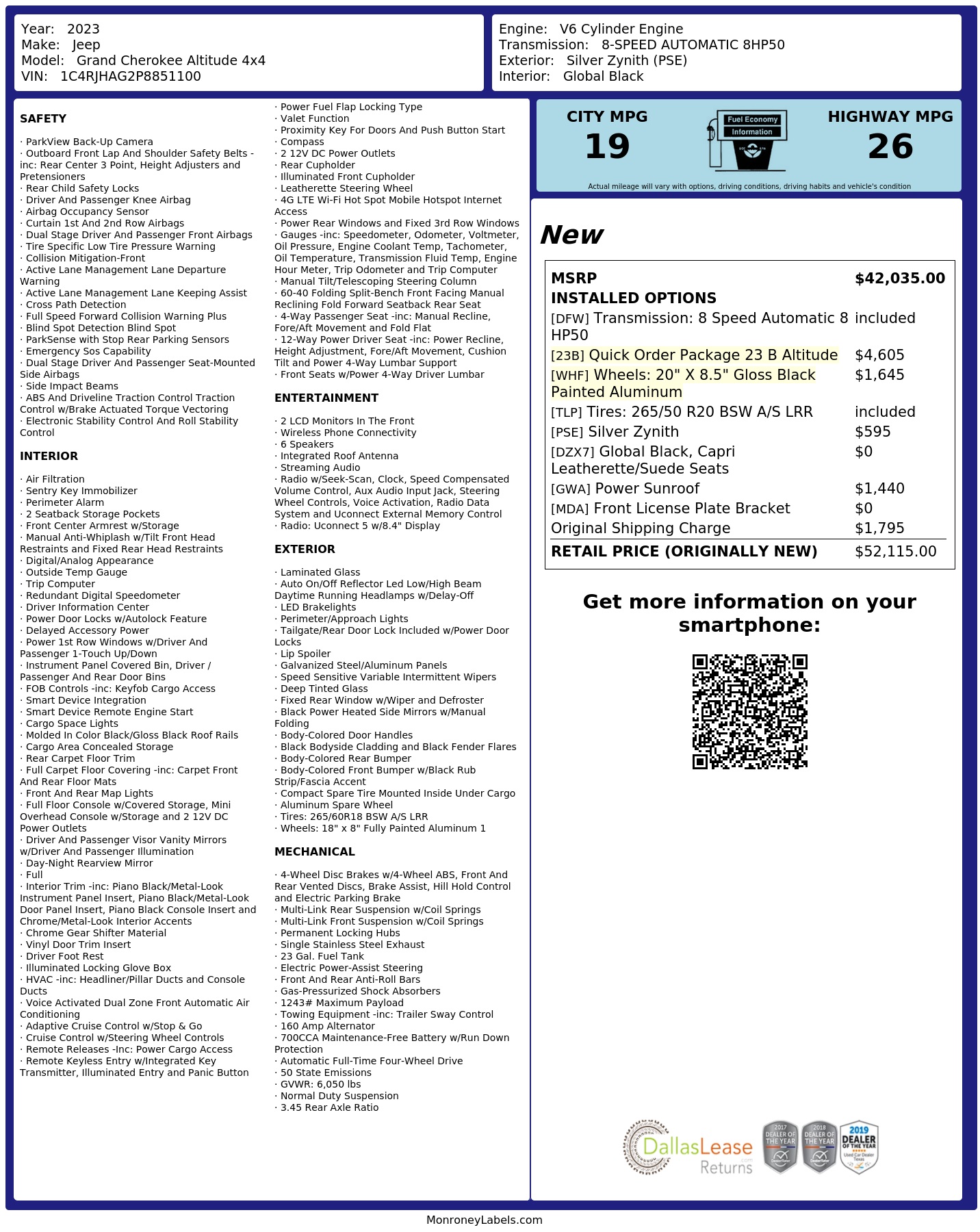 Monroney Label