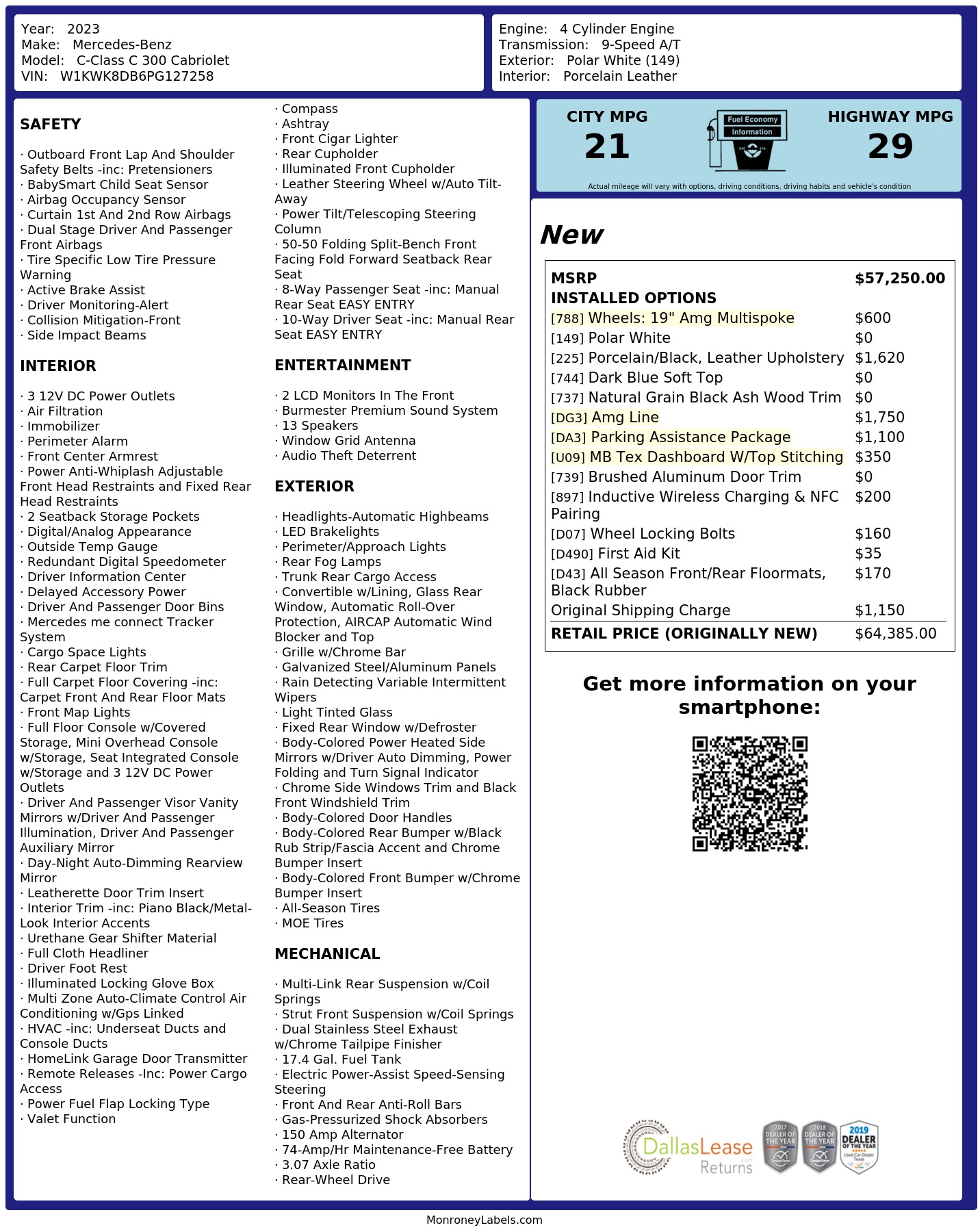 Monroney Label