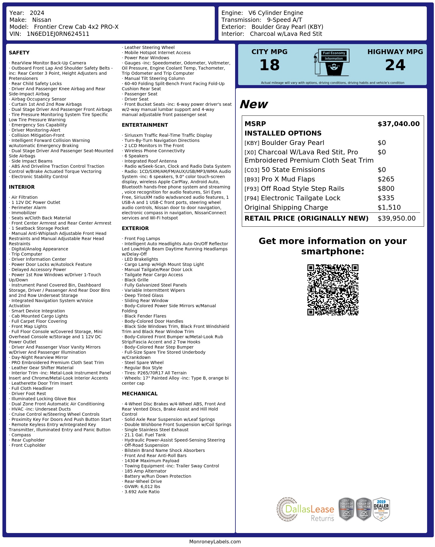 Monroney Label