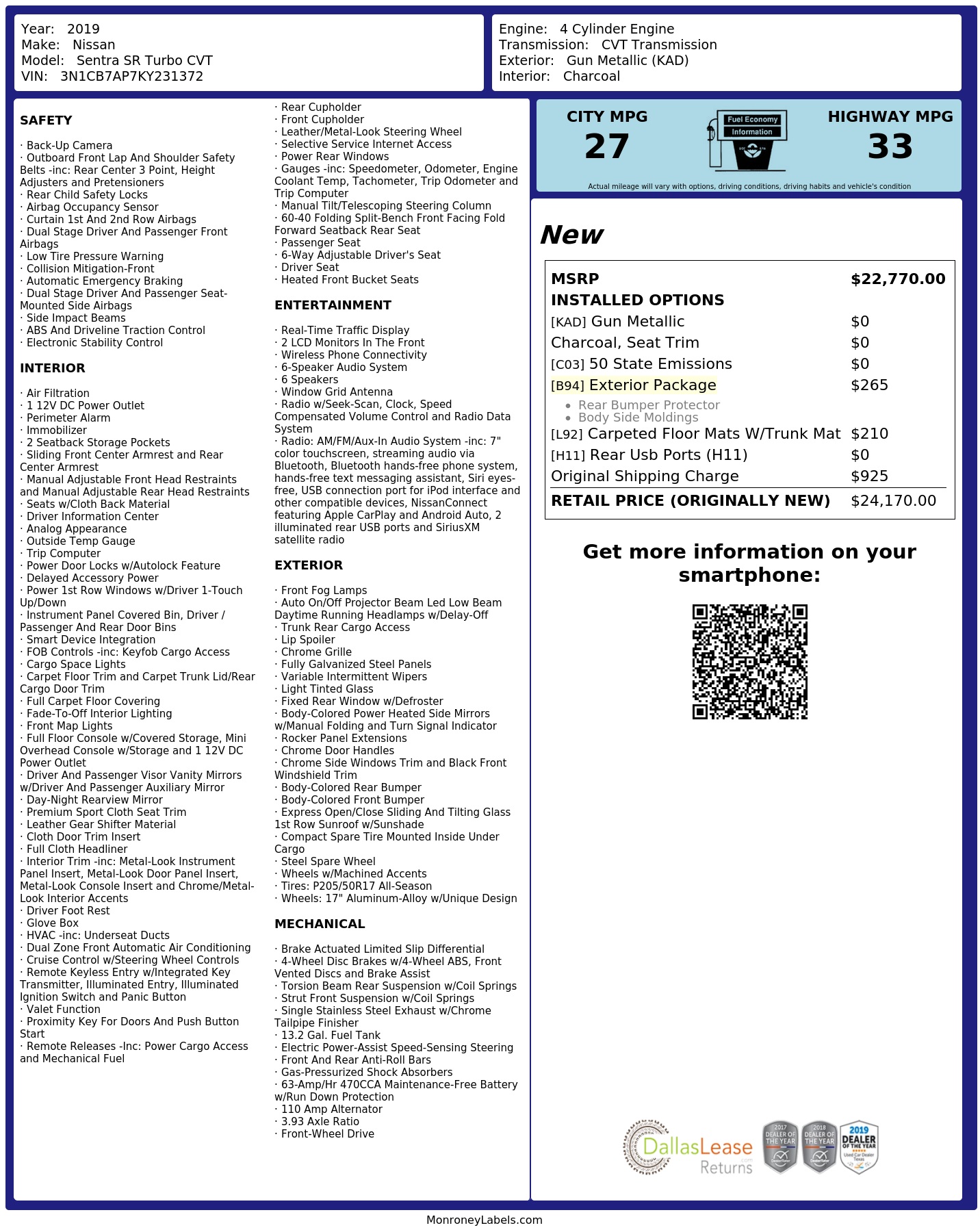 Monroney Label