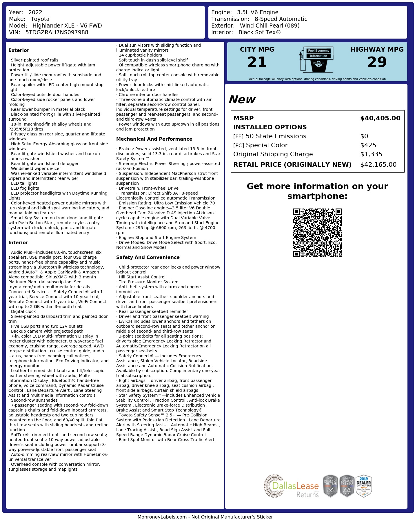 Monroney Label