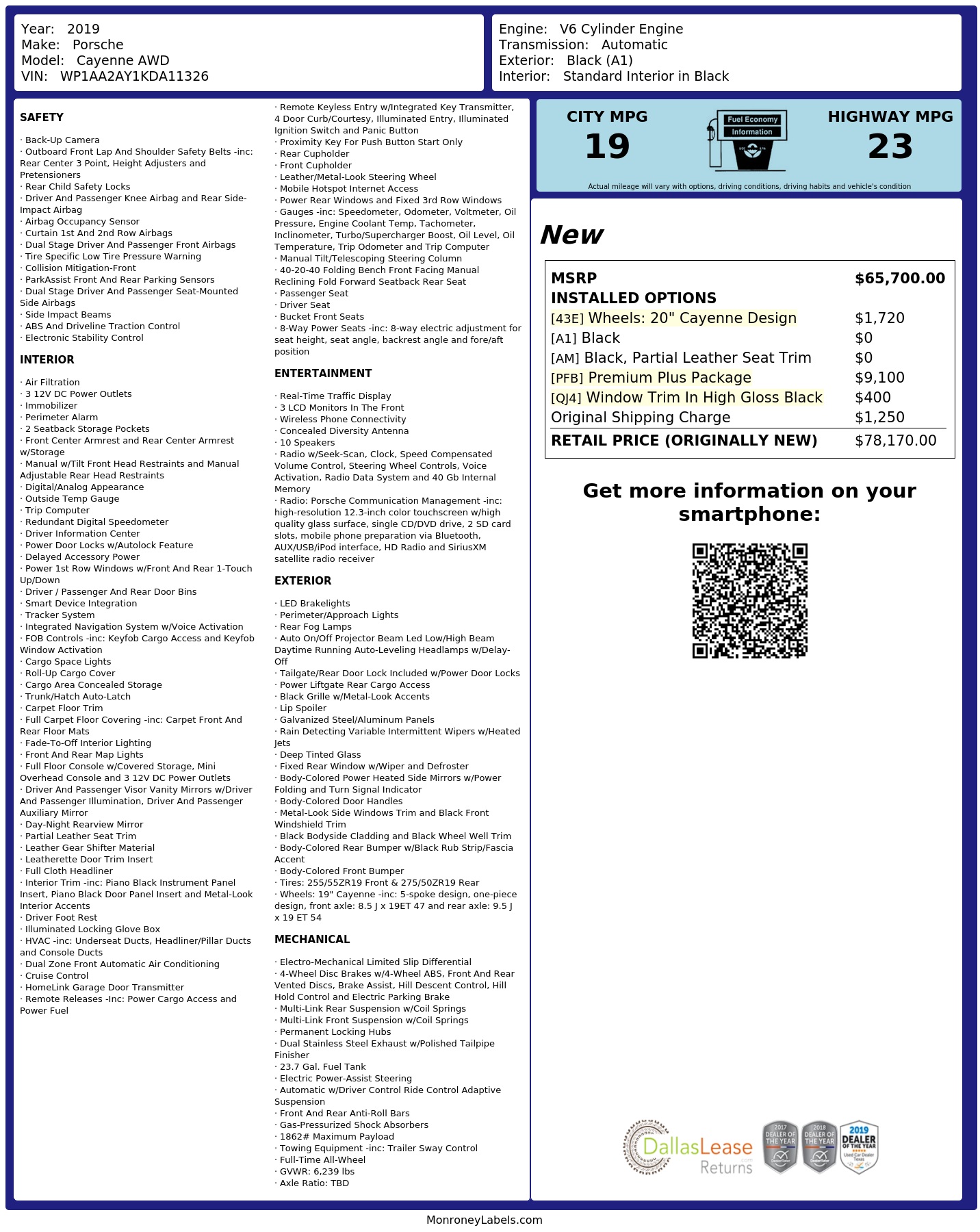 Monroney Label