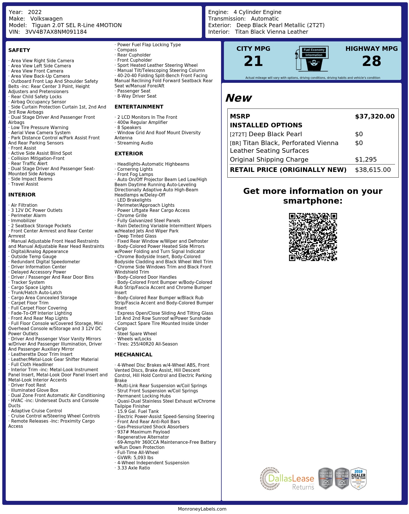 Monroney Label